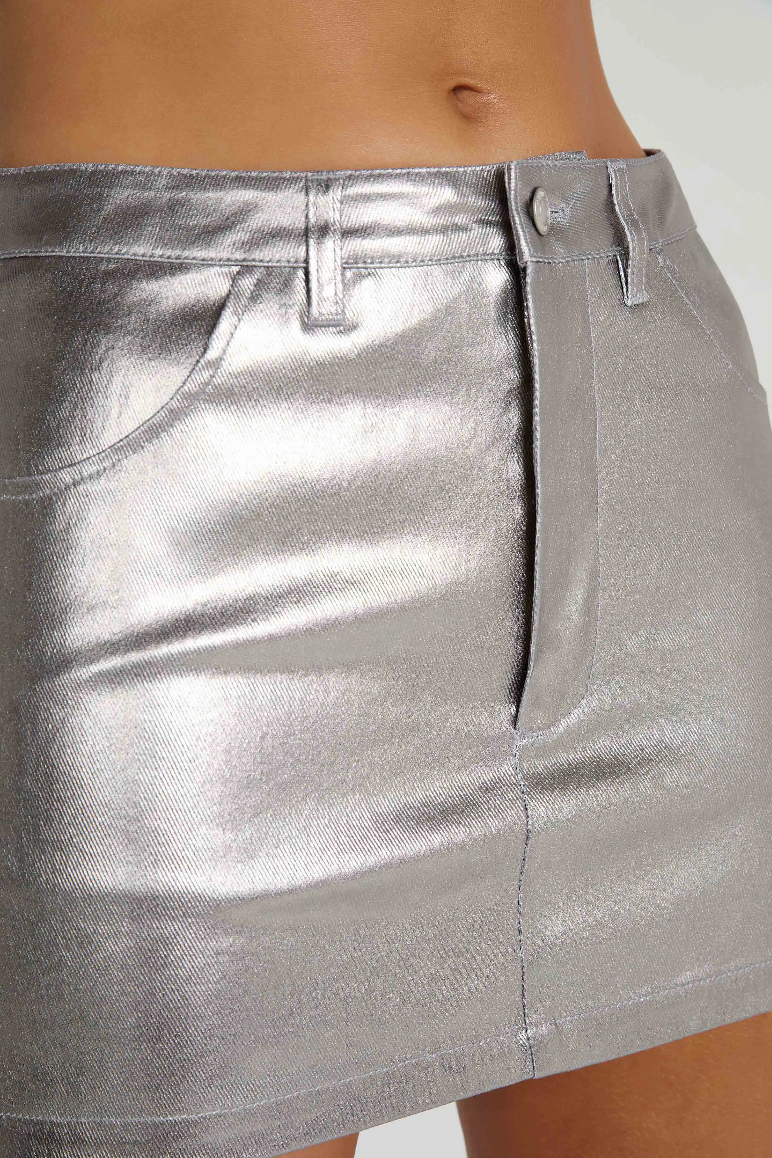 Carlie Metallic Mini Skirt - Silver sold by Meshki product image thumbnail 2