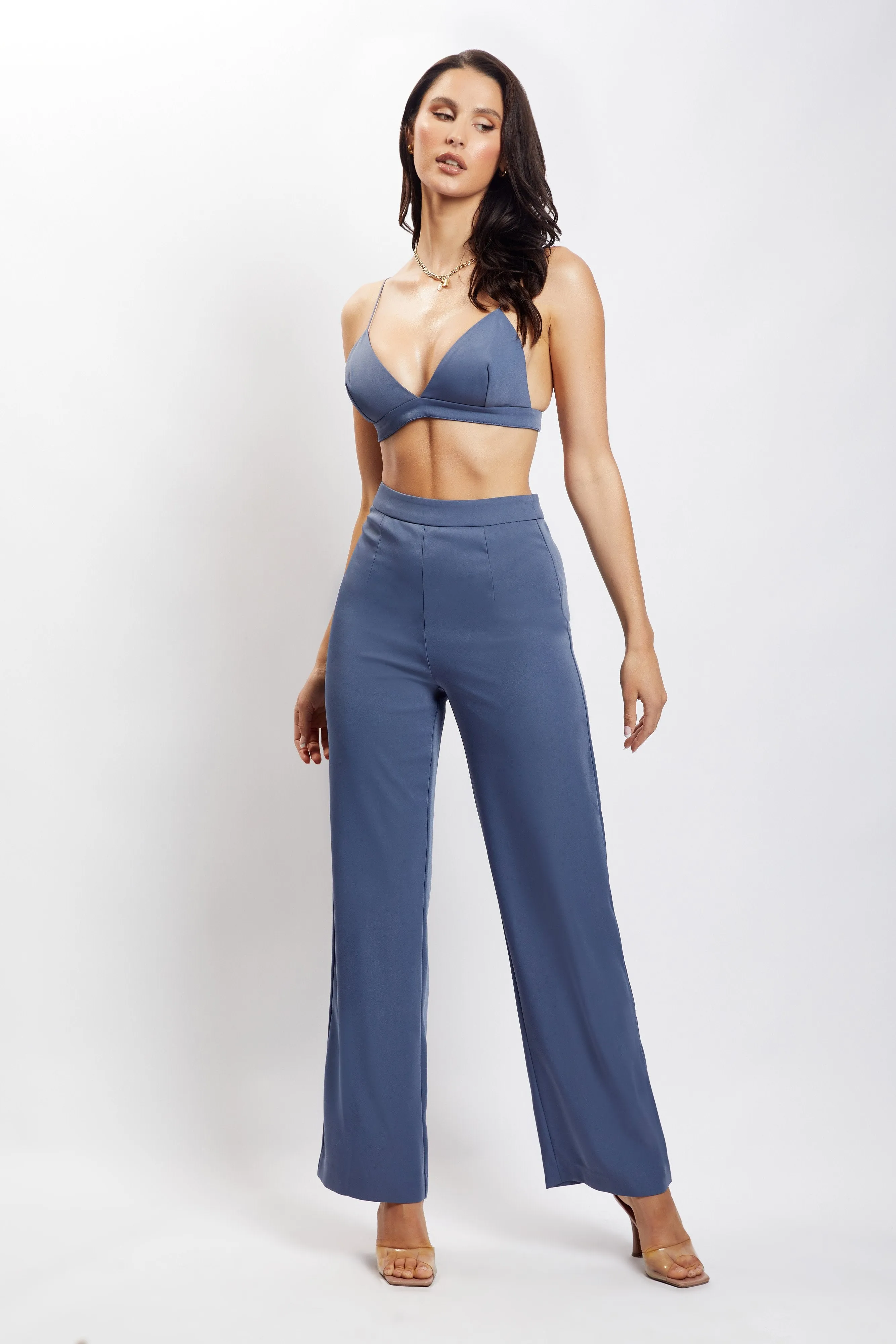 Cynthia Triangle Bralette - Steel Blue sold by Meshki product image thumbnail 3