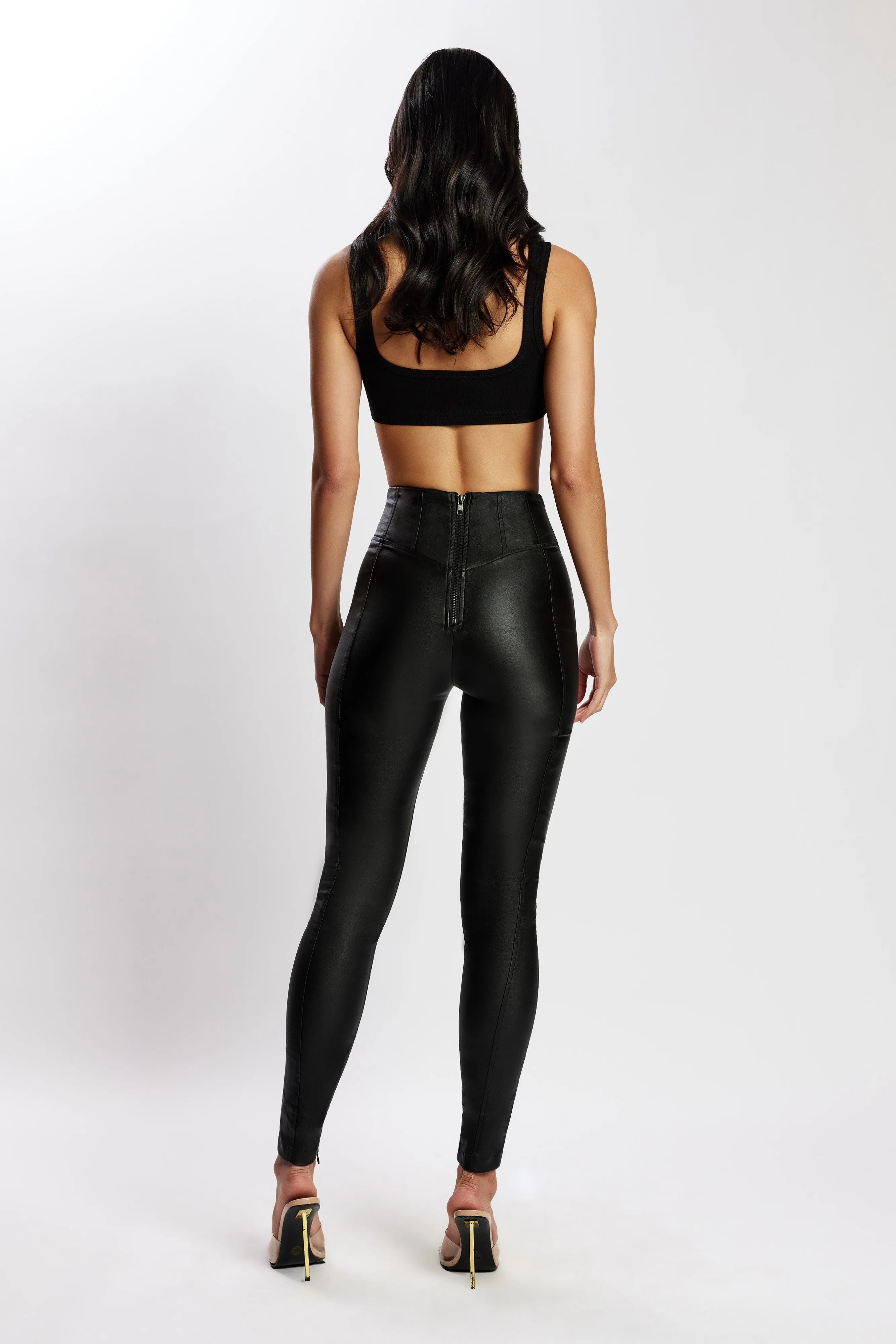 Zima Leatherette Corsetted High Waisted Pants - Black sold by Meshki product image thumbnail 2