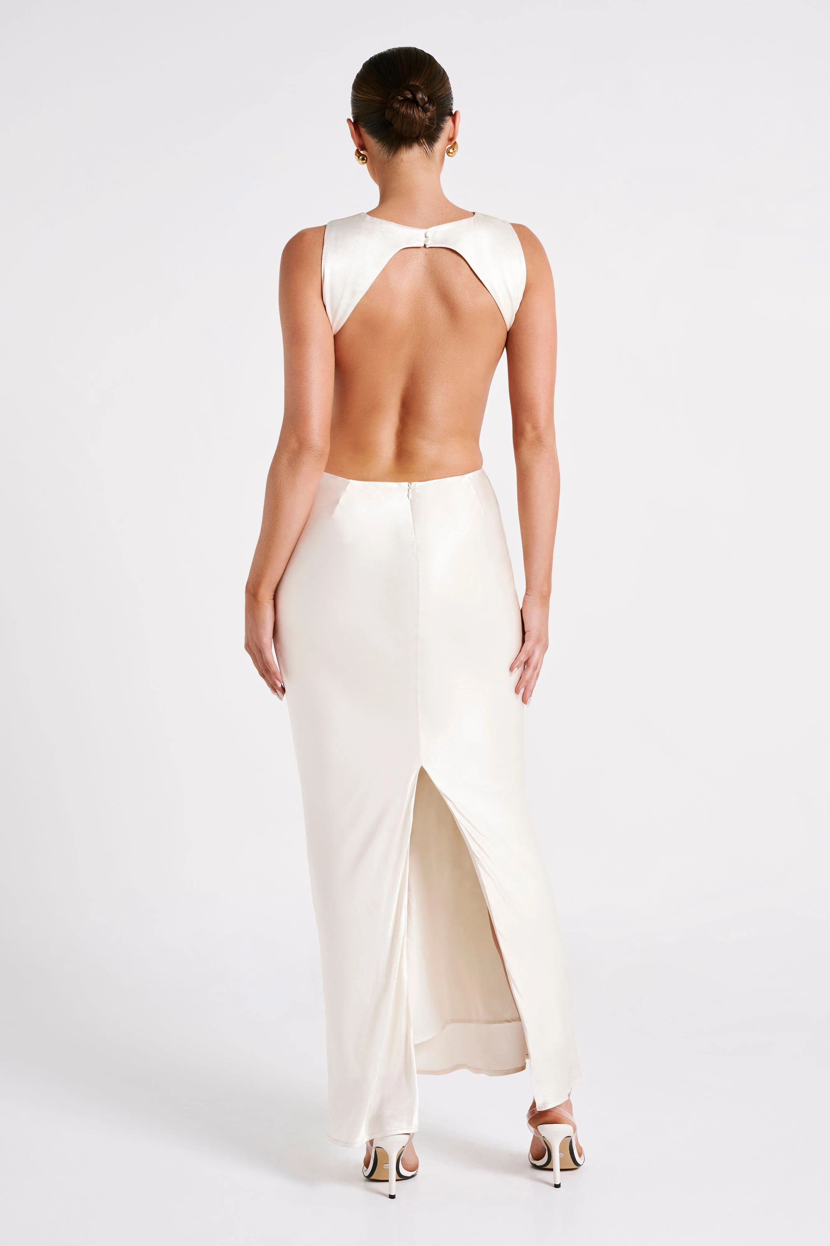 Electra Satin Cut Out Maxi Dress - Ivory sold by Meshki product image thumbnail 5