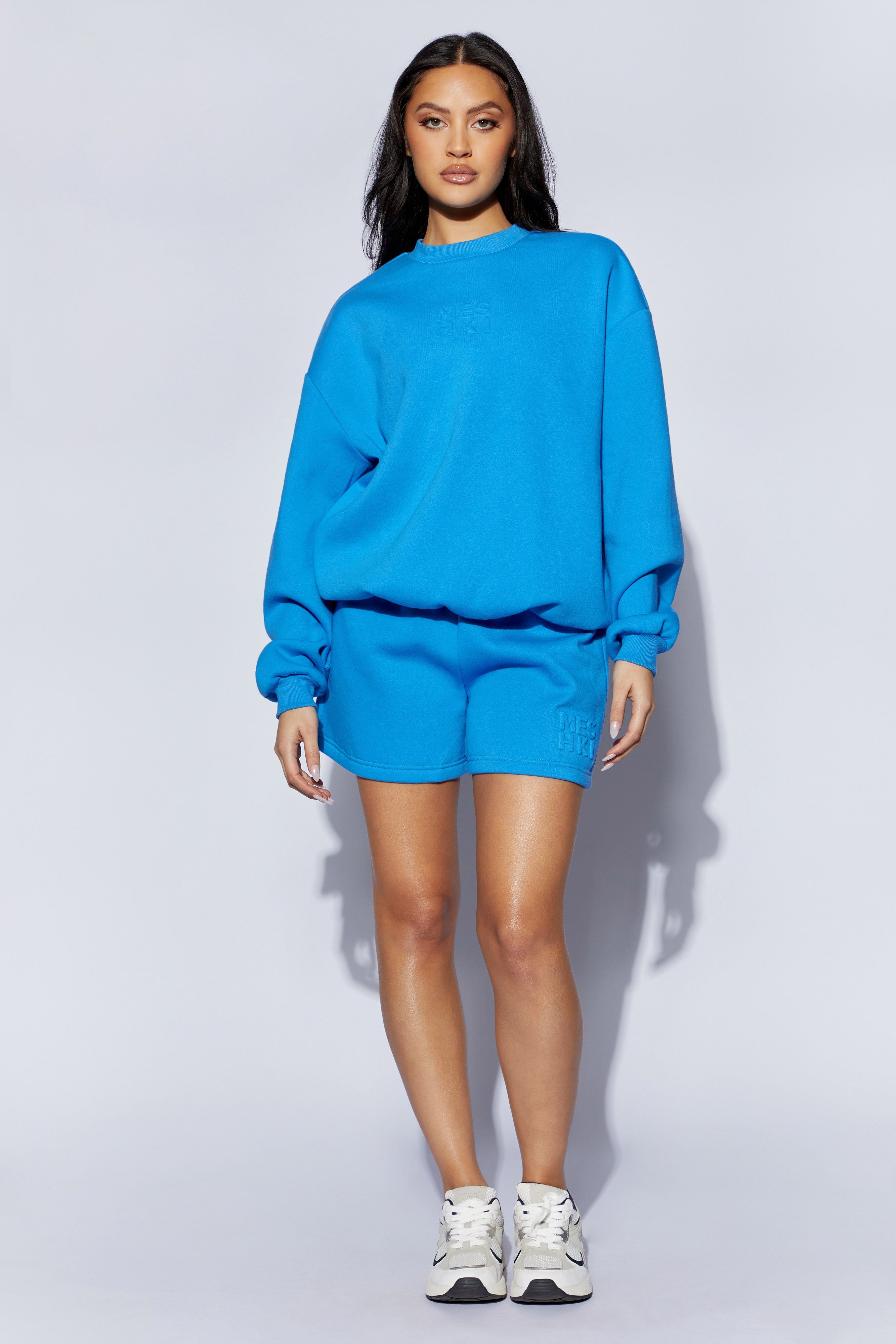 Sutton Embossed Fleeceback Crewneck - Blue sold by Meshki product image thumbnail 6