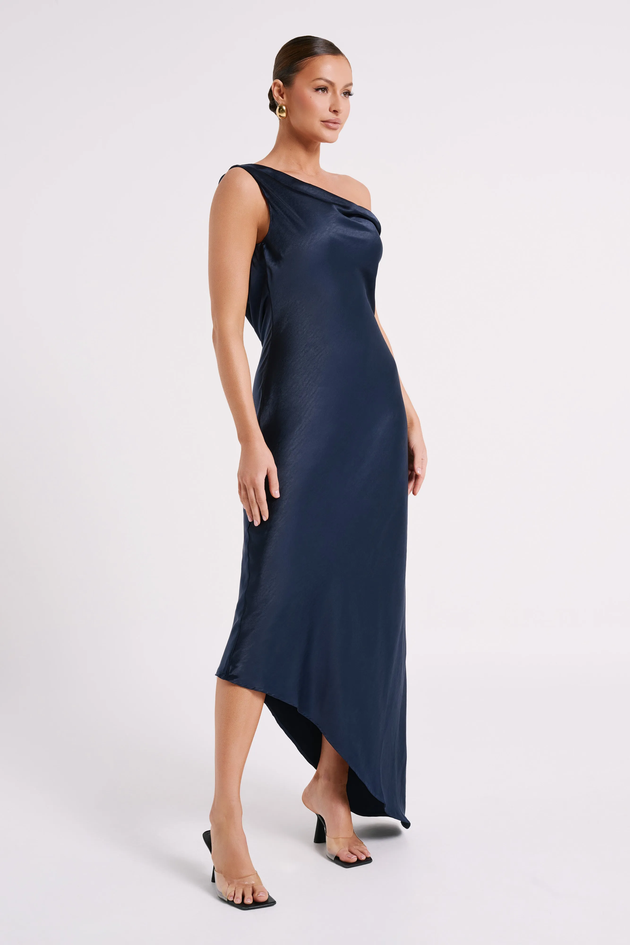 Yvette Slip Maxi Dress With Asymmetrical Hem - Navy sold by Meshki product image thumbnail 4
