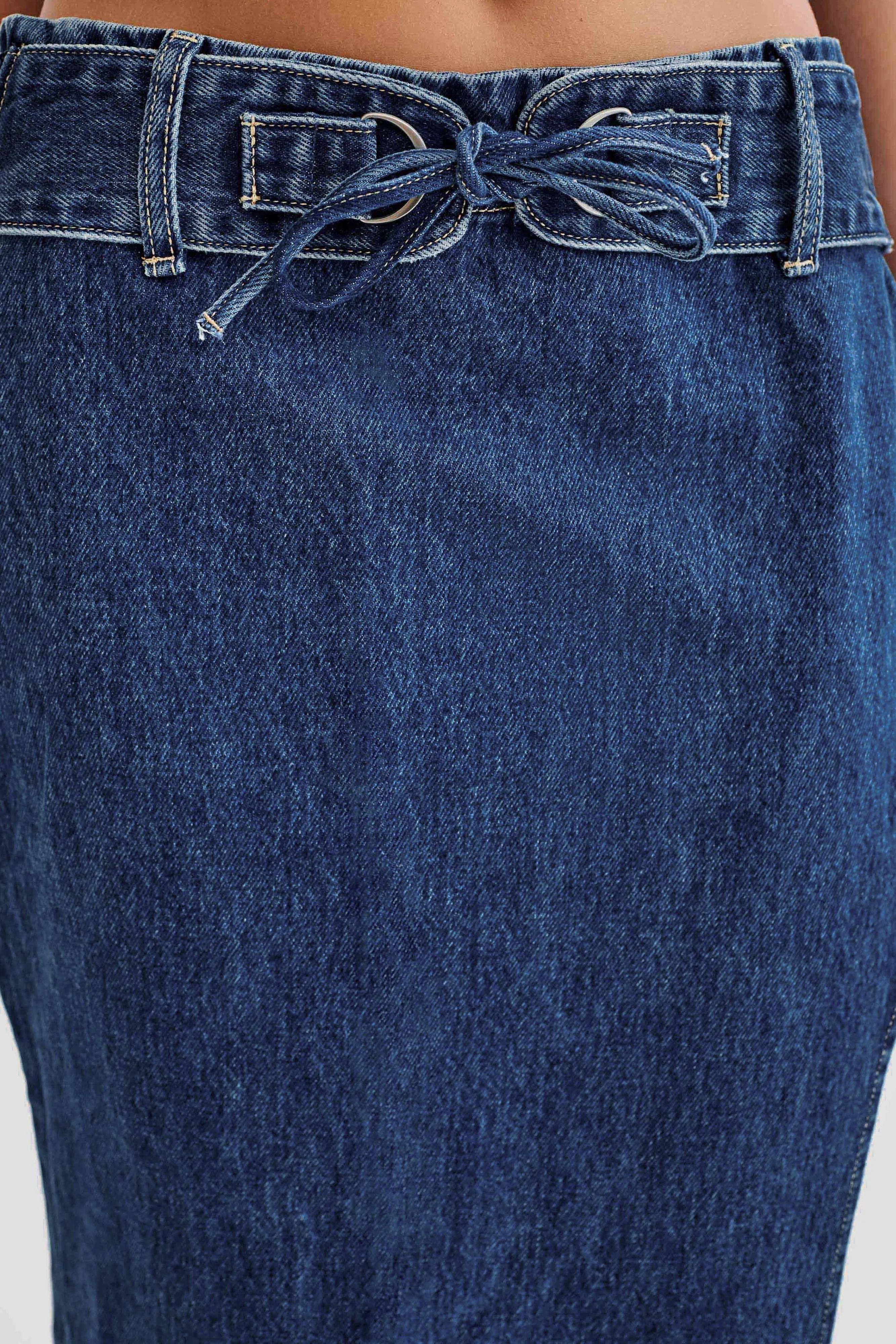 Ramsey Denim Maxi Skirt With Split - Dark Blue sold by Meshki product image thumbnail 5