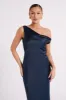 Yvette Slip Maxi Dress With Asymmetrical Hem - Navy sold by Meshki