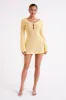 Kayleigh Crochet Knit Mini Dress - Lemon sold by Meshki