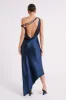 Yvette Slip Maxi Dress With Asymmetrical Hem - Navy sold by Meshki