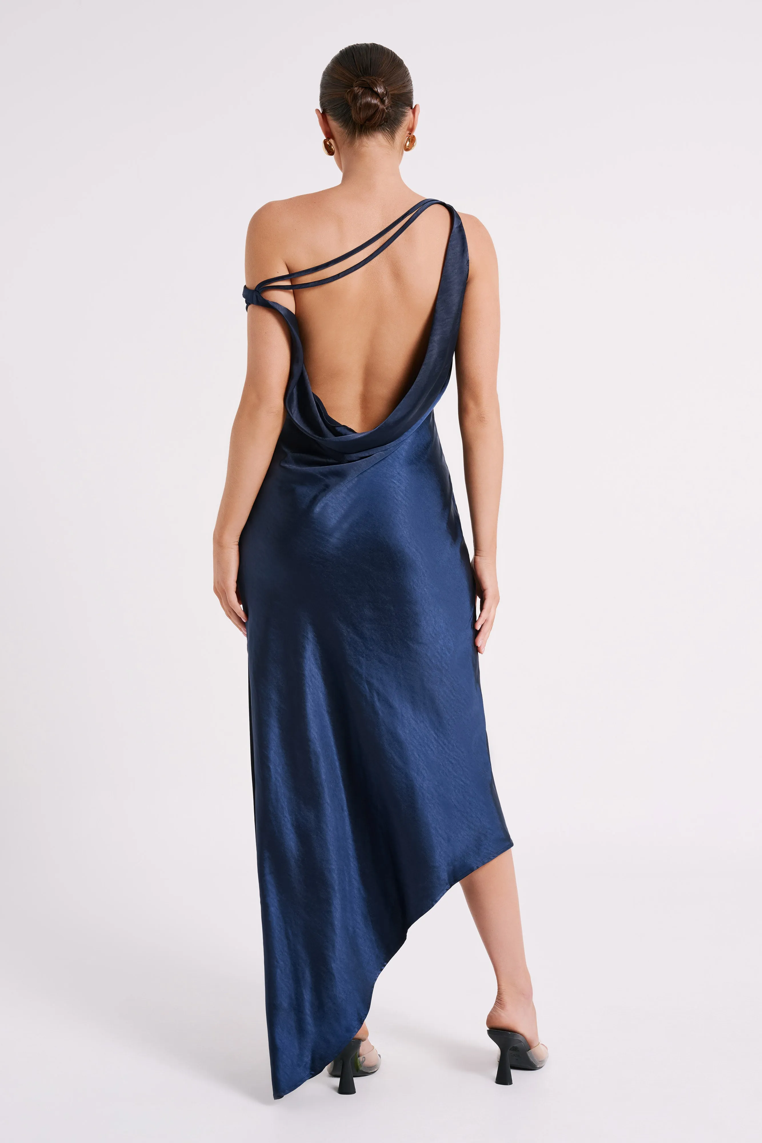Yvette Slip Maxi Dress With Asymmetrical Hem - Navy sold by Meshki product image thumbnail 2