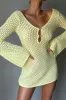 Kayleigh Crochet Knit Mini Dress - Lemon sold by Meshki