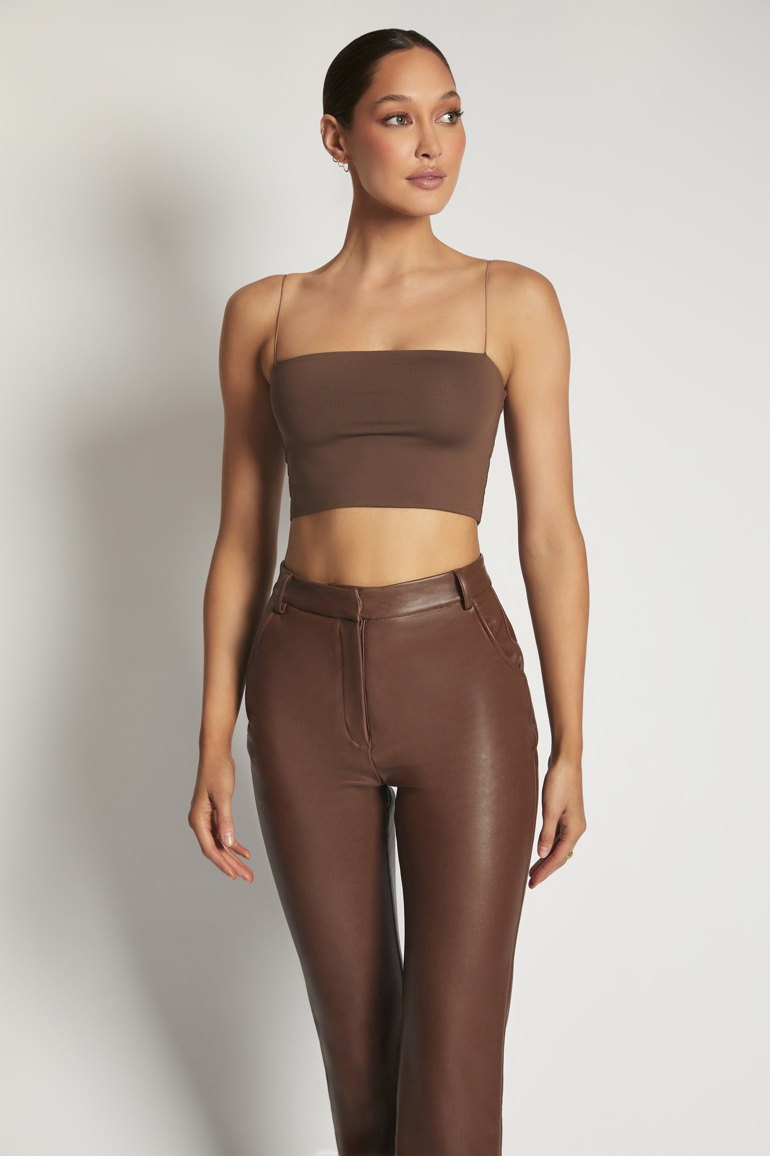 Yvonne Cami Crop Top - Chocolate sold by Meshki product image thumbnail 4