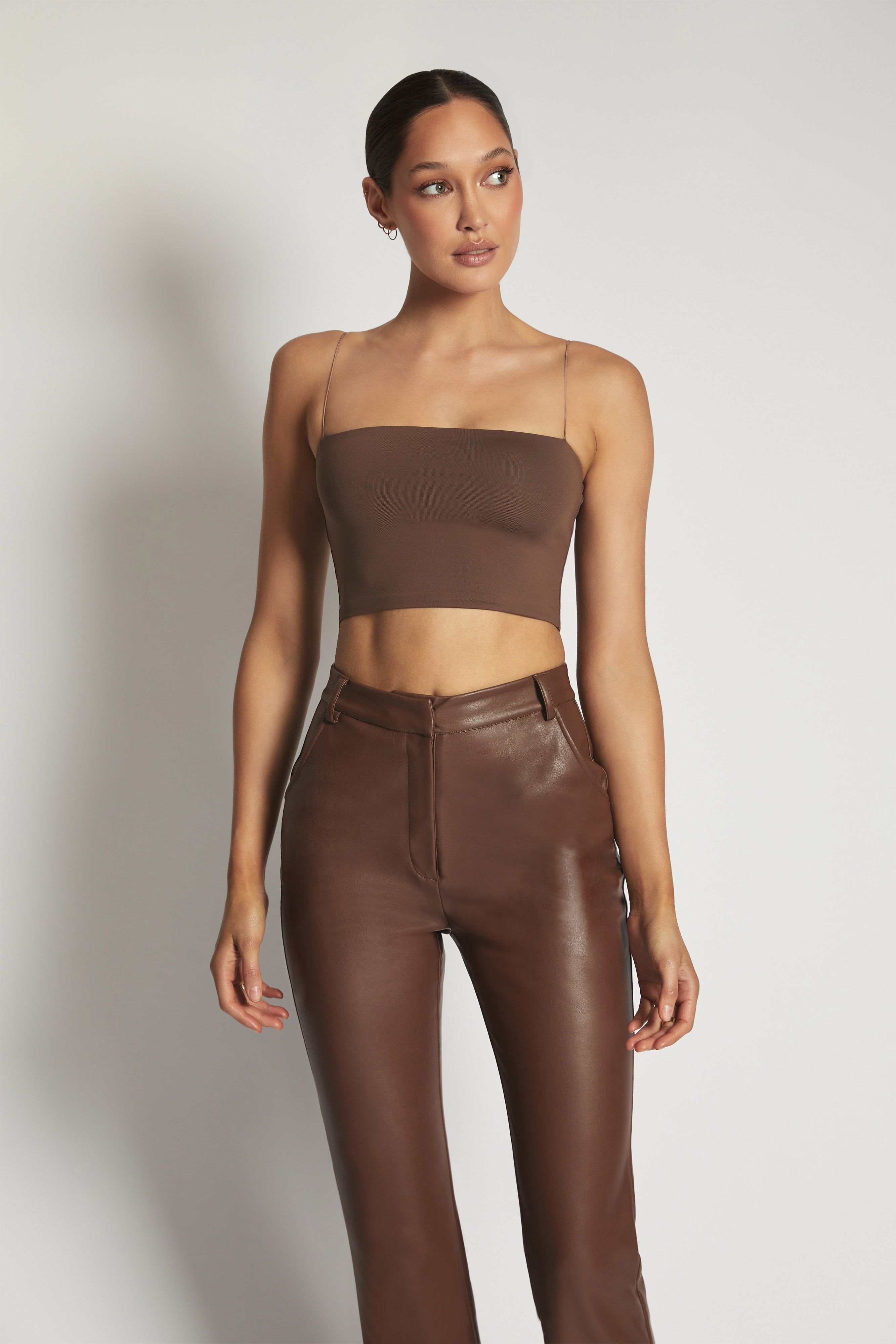 Yvonne Cami Crop Top - Chocolate sold by Meshki product image thumbnail 3