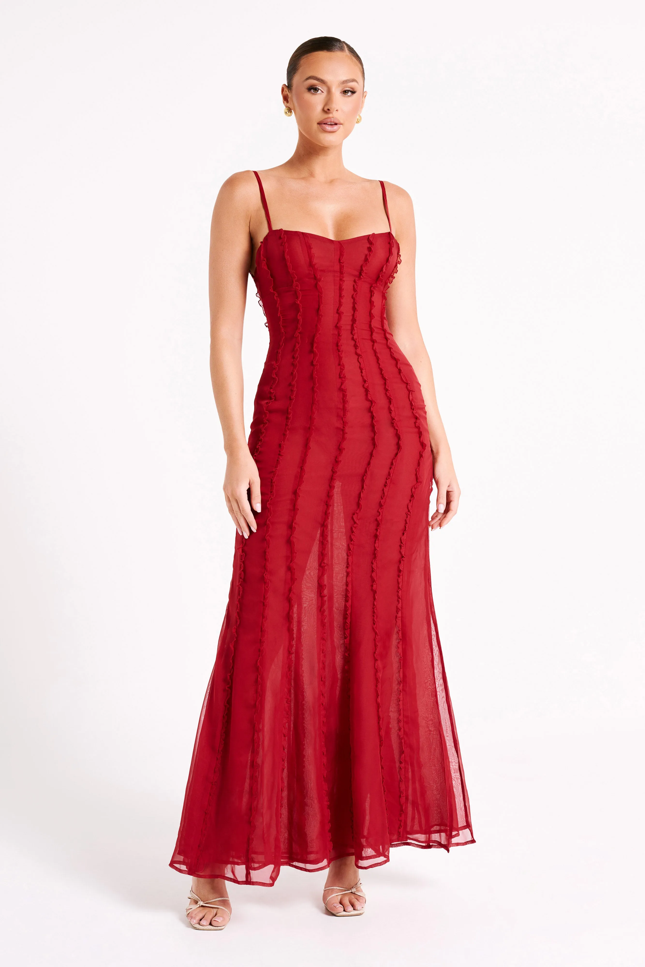Jacinta Chiffon Maxi Dress - Vermilion Red sold by Meshki product image thumbnail 4