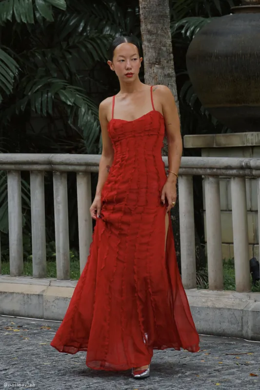Jacinta Chiffon Maxi Dress - Vermilion Red sold by Meshki