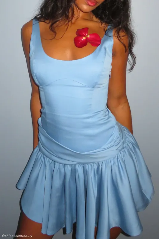 Alvara Cotton Puffy Mini Dress - Iris Blue sold by Meshki
