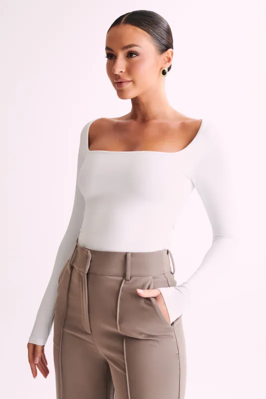 Bridget Recycled Nylon Long Sleeve Top - White made by Meshki