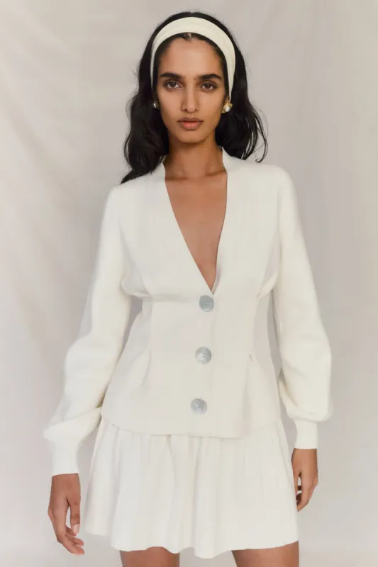 Beverly Knit Cinched Cardigan - Ivory made by Meshki