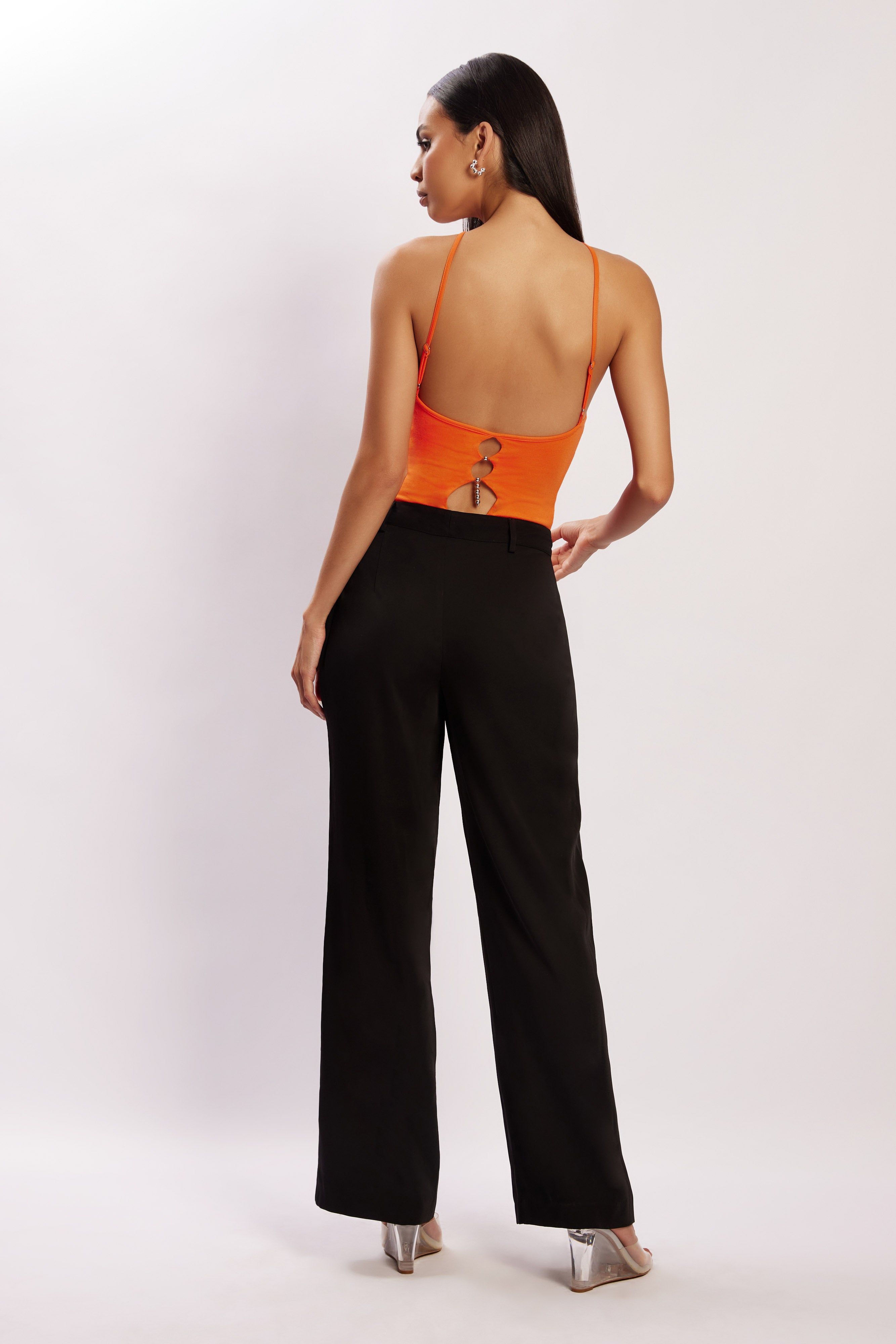Etta Beaded Cutout Bodysuit - Tangerine sold by Meshki product image thumbnail 2