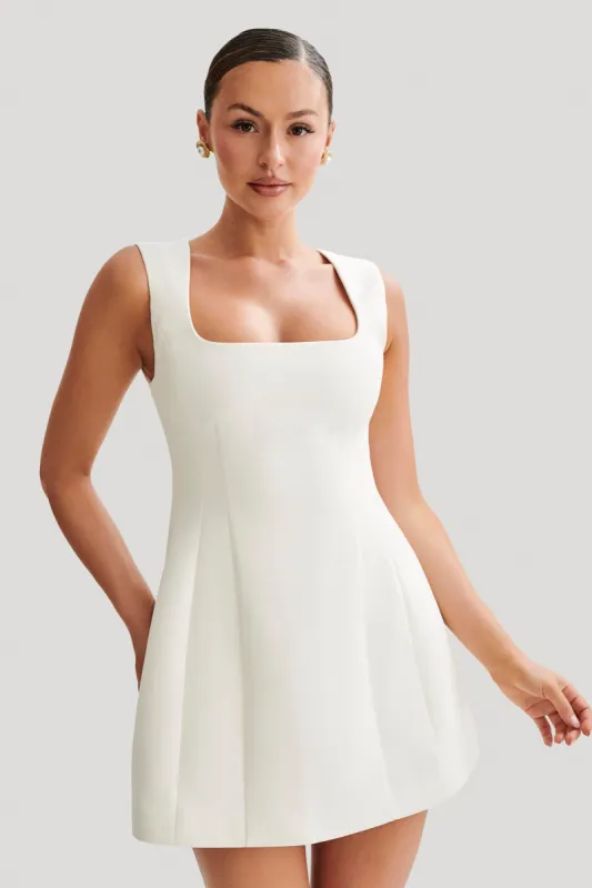 Lysandre Crepe Mini Dress - Ivory sold by Meshki