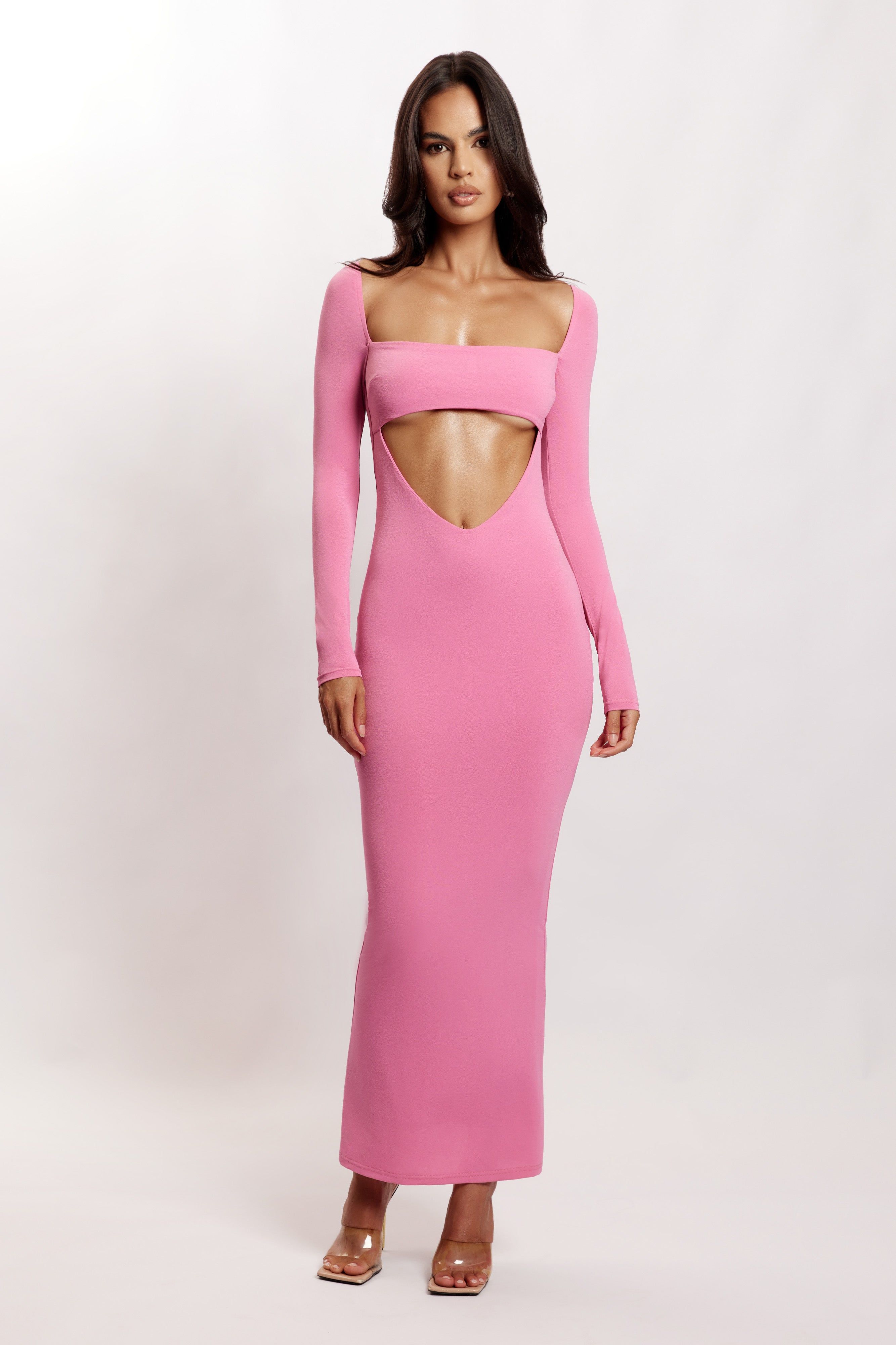 Ashleigh Cut Out Bandeau Maxi Dress - Pink sold by Meshki