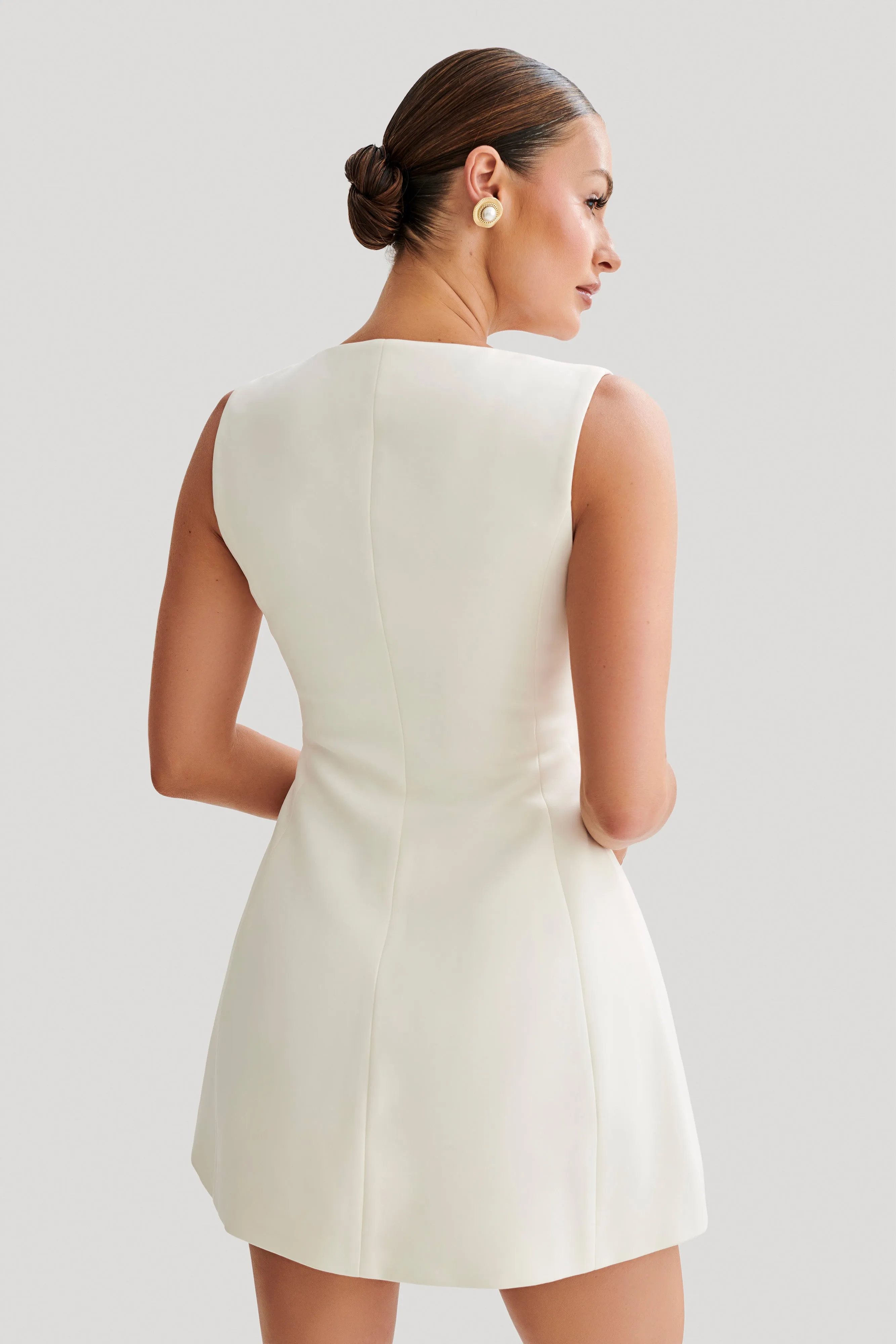 Lysandre Crepe Mini Dress - Ivory sold by Meshki product image thumbnail 3