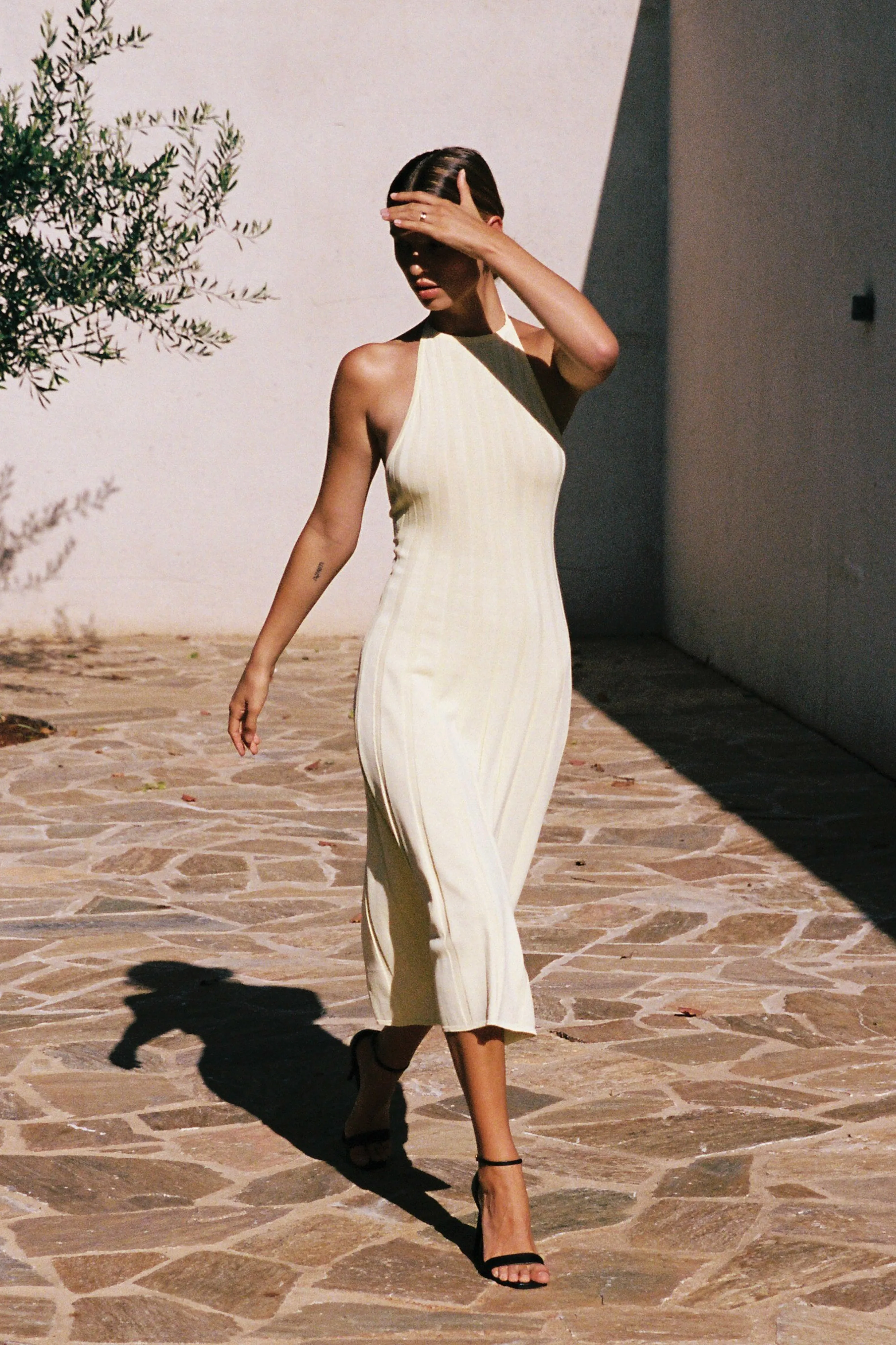 Adrienne Halter Neck Midi Dress - Lemon sold by Meshki product image thumbnail 3