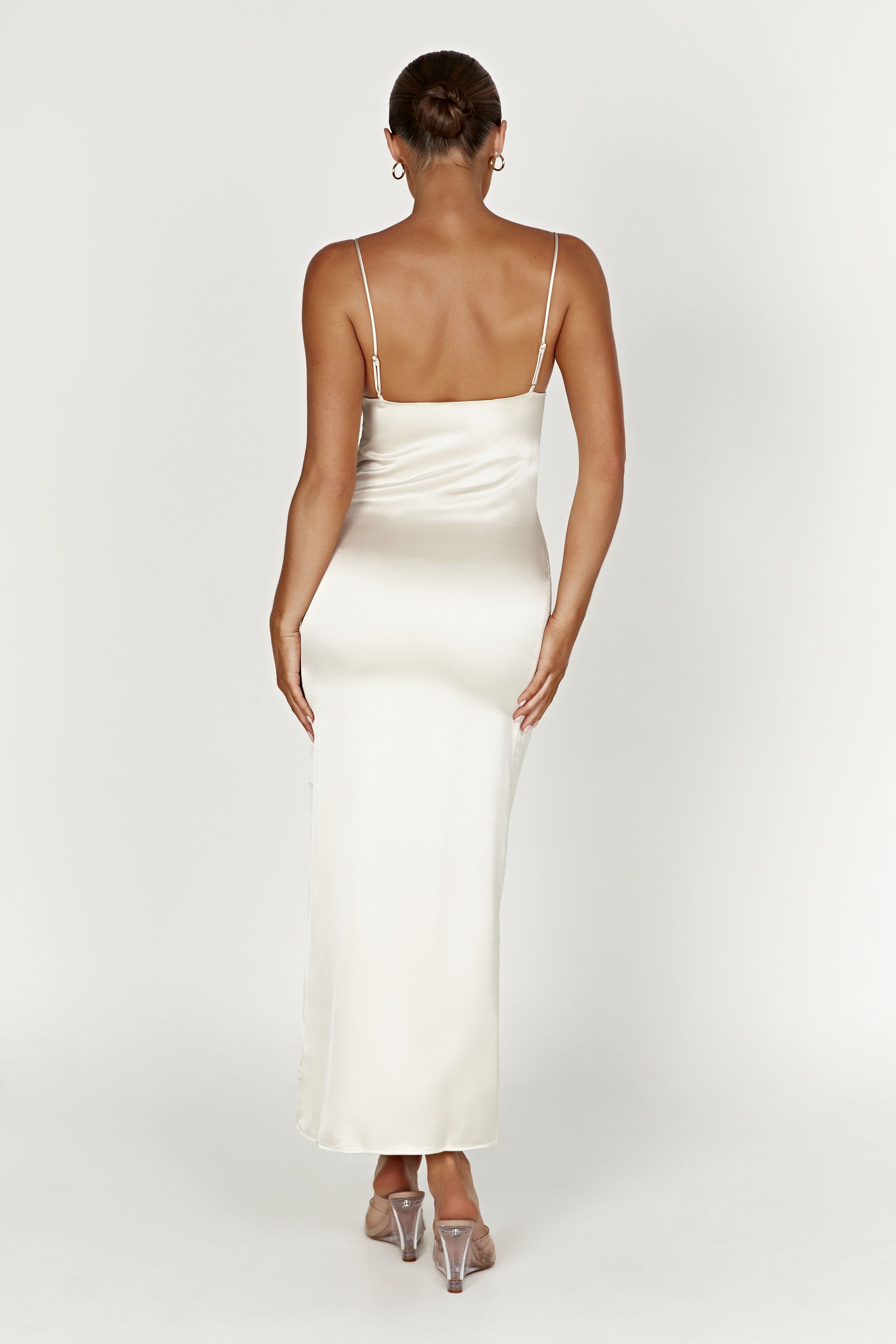 Jacinda Satin Slip Maxi Dress - Ivory sold by Meshki product image thumbnail 2