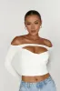 Ceri Off Shoulder Long Sleeve Top - White sold by Meshki
