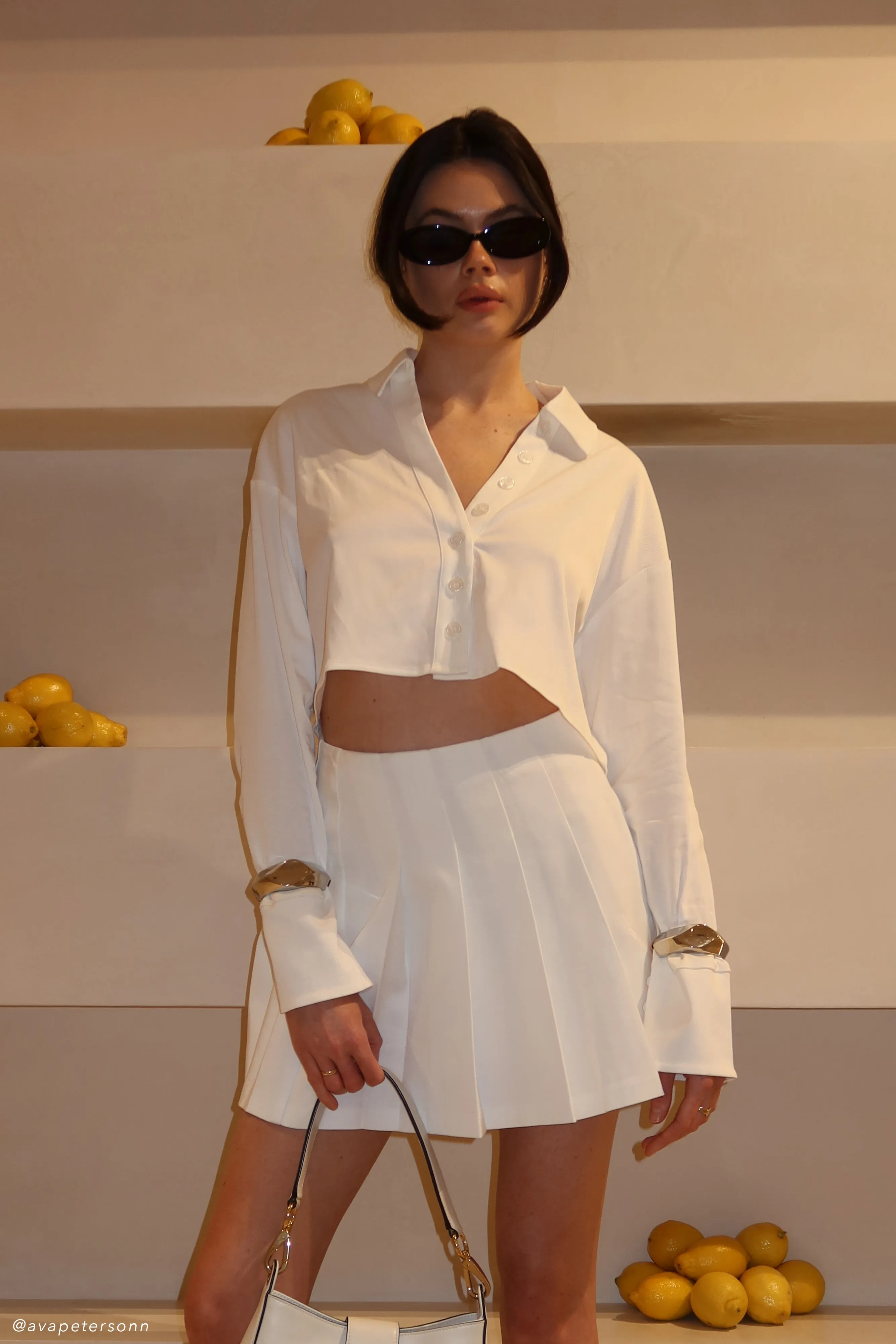 Julianna Cotton Button Up Shirt - White sold by Meshki