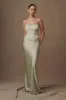Harlow Satin Strapless Maxi Dress - Sage sold by Meshki