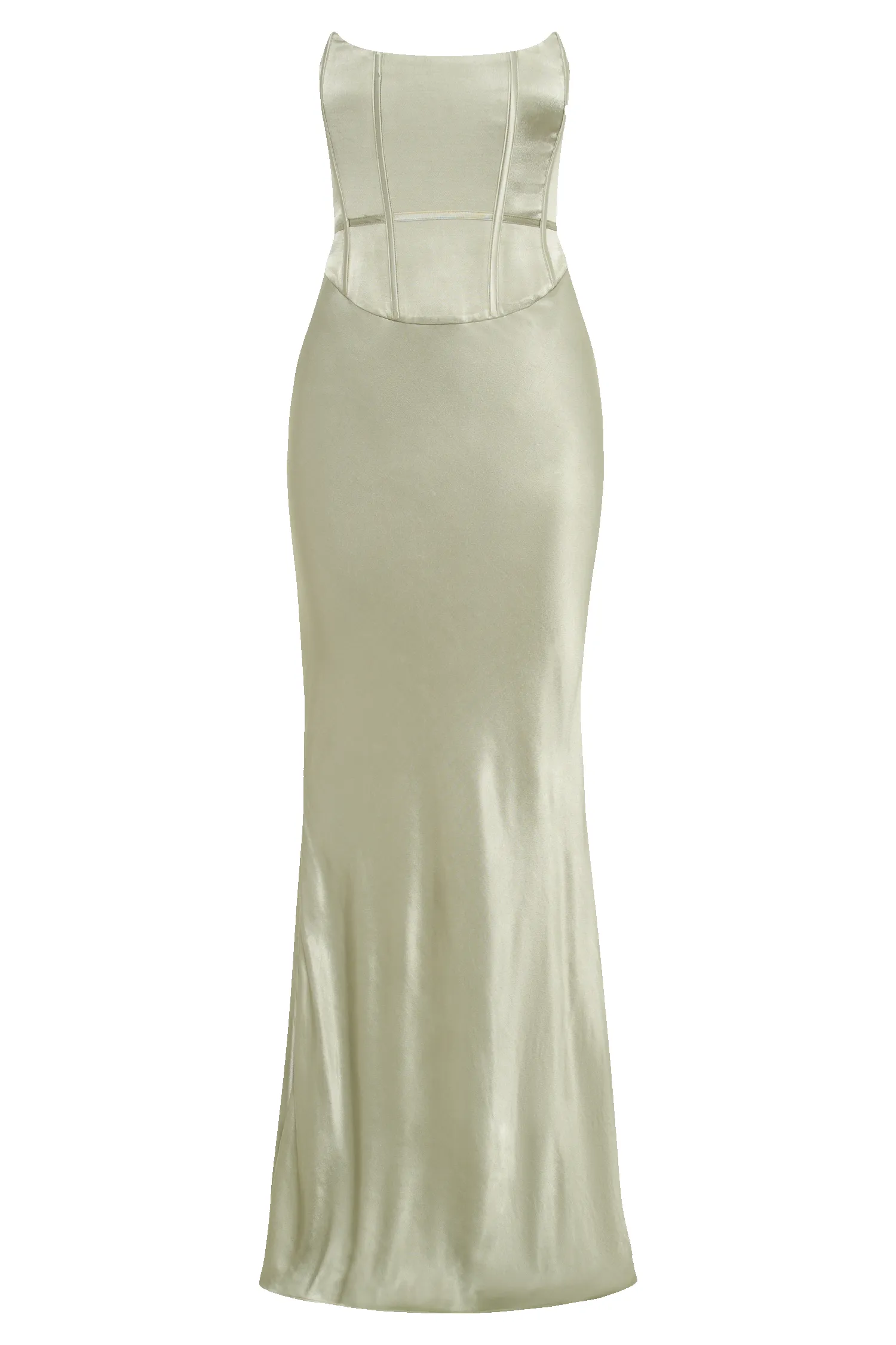 Harlow Satin Strapless Maxi Dress - Sage sold by Meshki product image thumbnail 5
