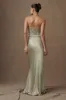 Harlow Satin Strapless Maxi Dress - Sage sold by Meshki
