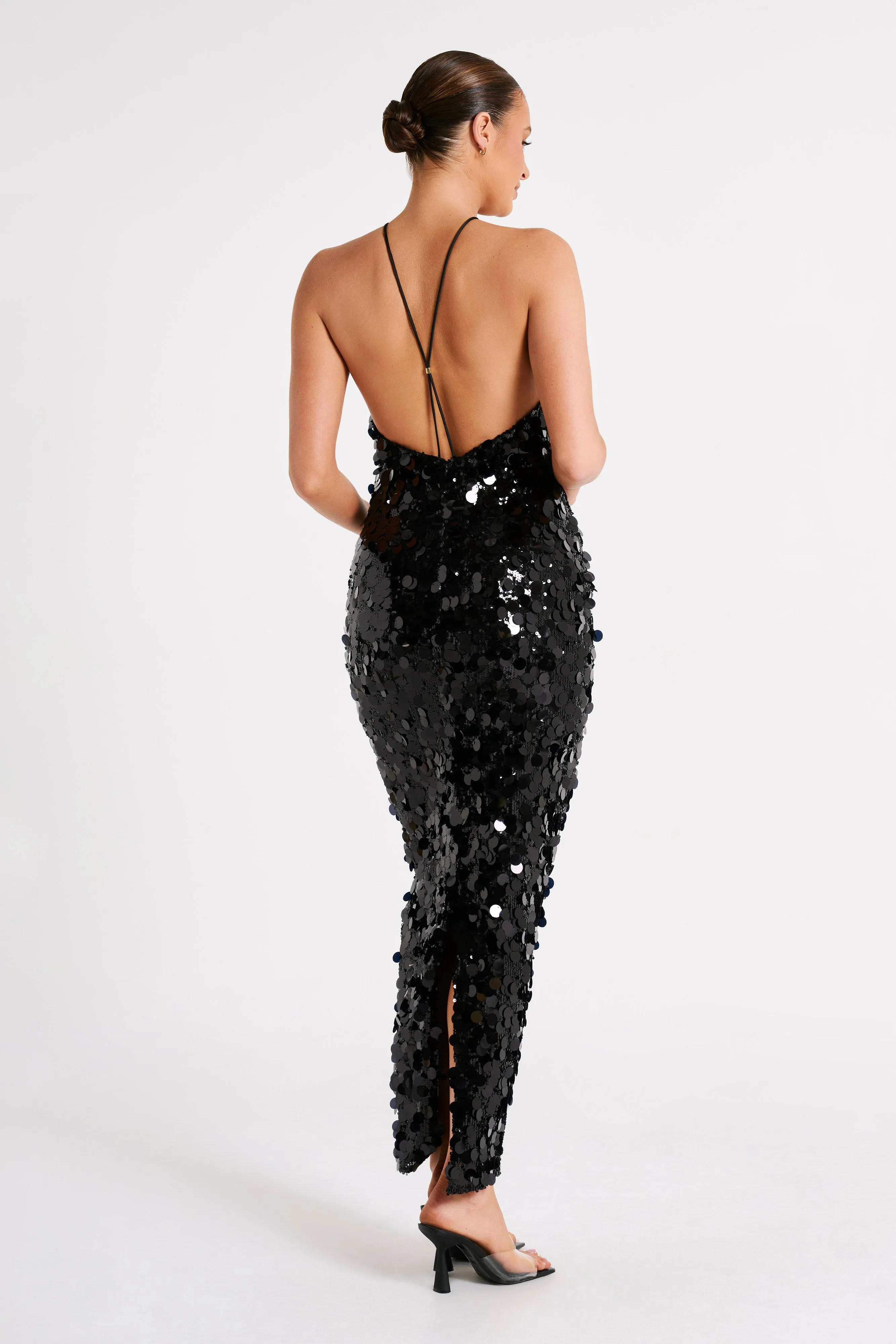 April Sequin Halter Maxi Dress - Black sold by Meshki product image thumbnail 5