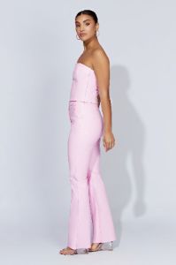 Tyra Straight Leg Faux Leather Pants - Baby Pink sold by Meshki