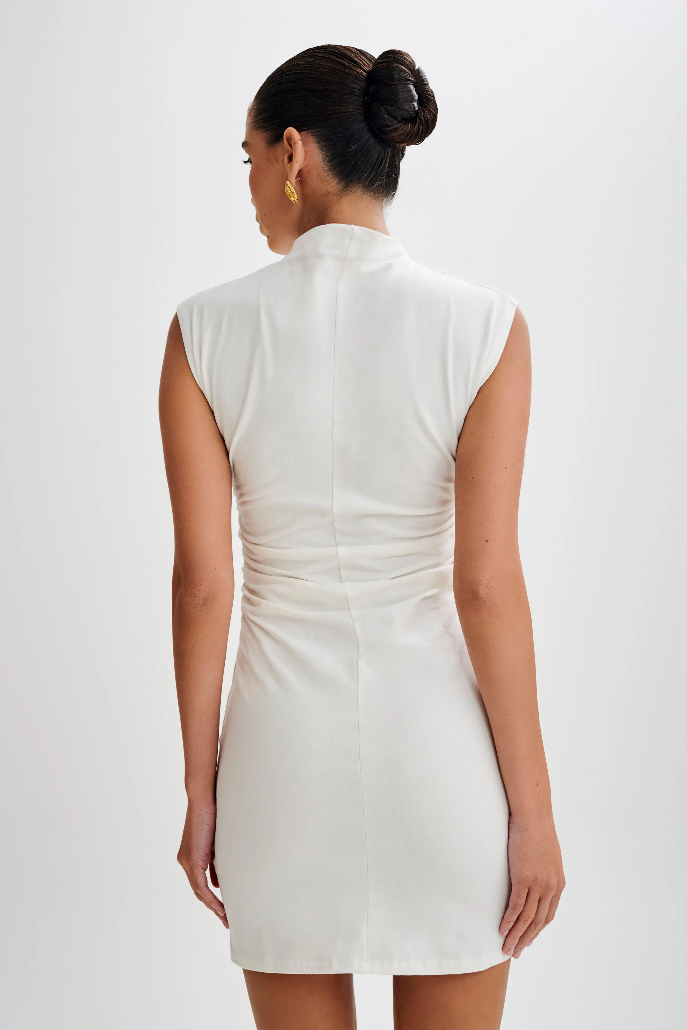 Melania High Neck Mini Dress - White sold by Meshki product image thumbnail 3