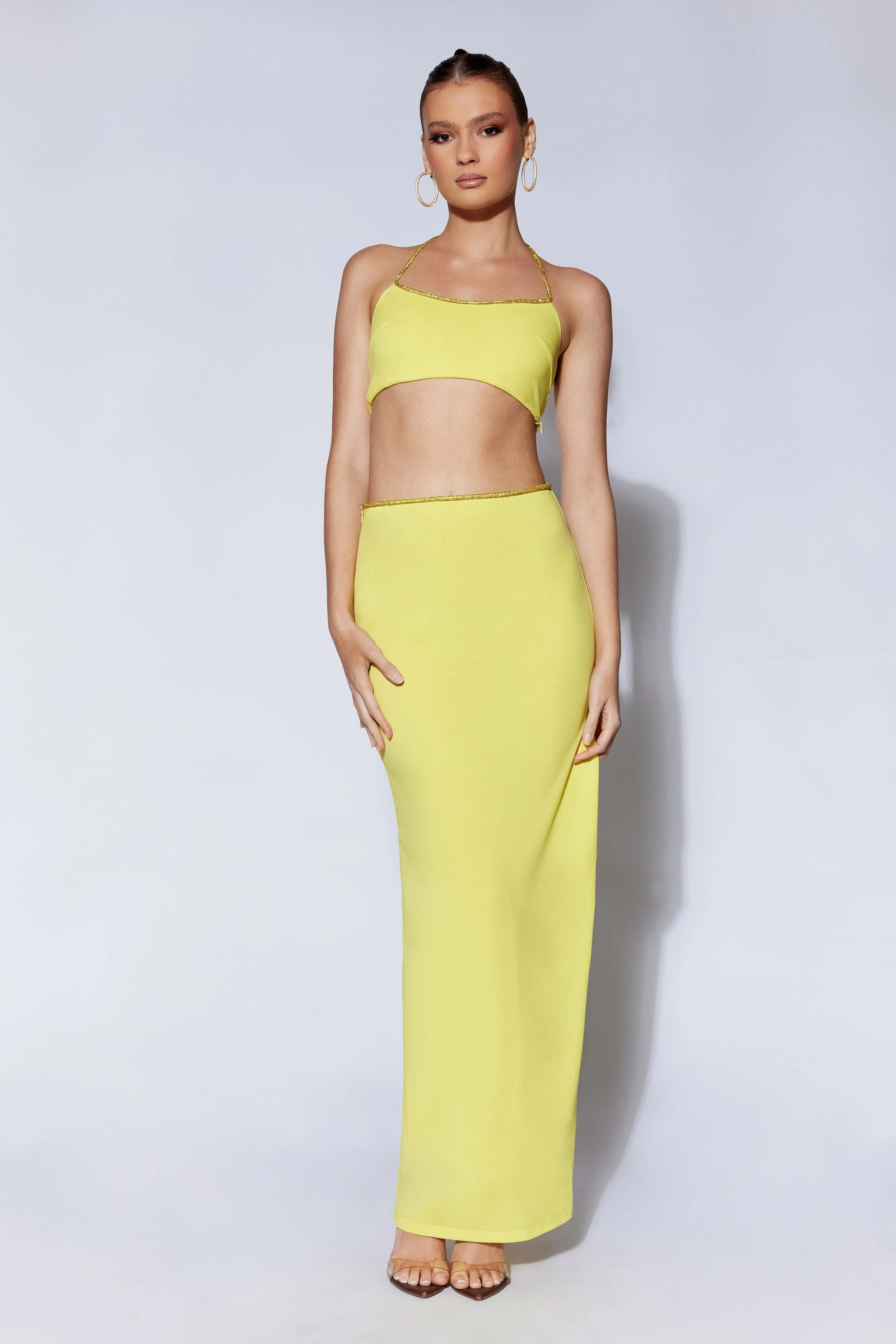 Arya Diamante Rope Halter Top - Chartreuse sold by Meshki product image thumbnail 3