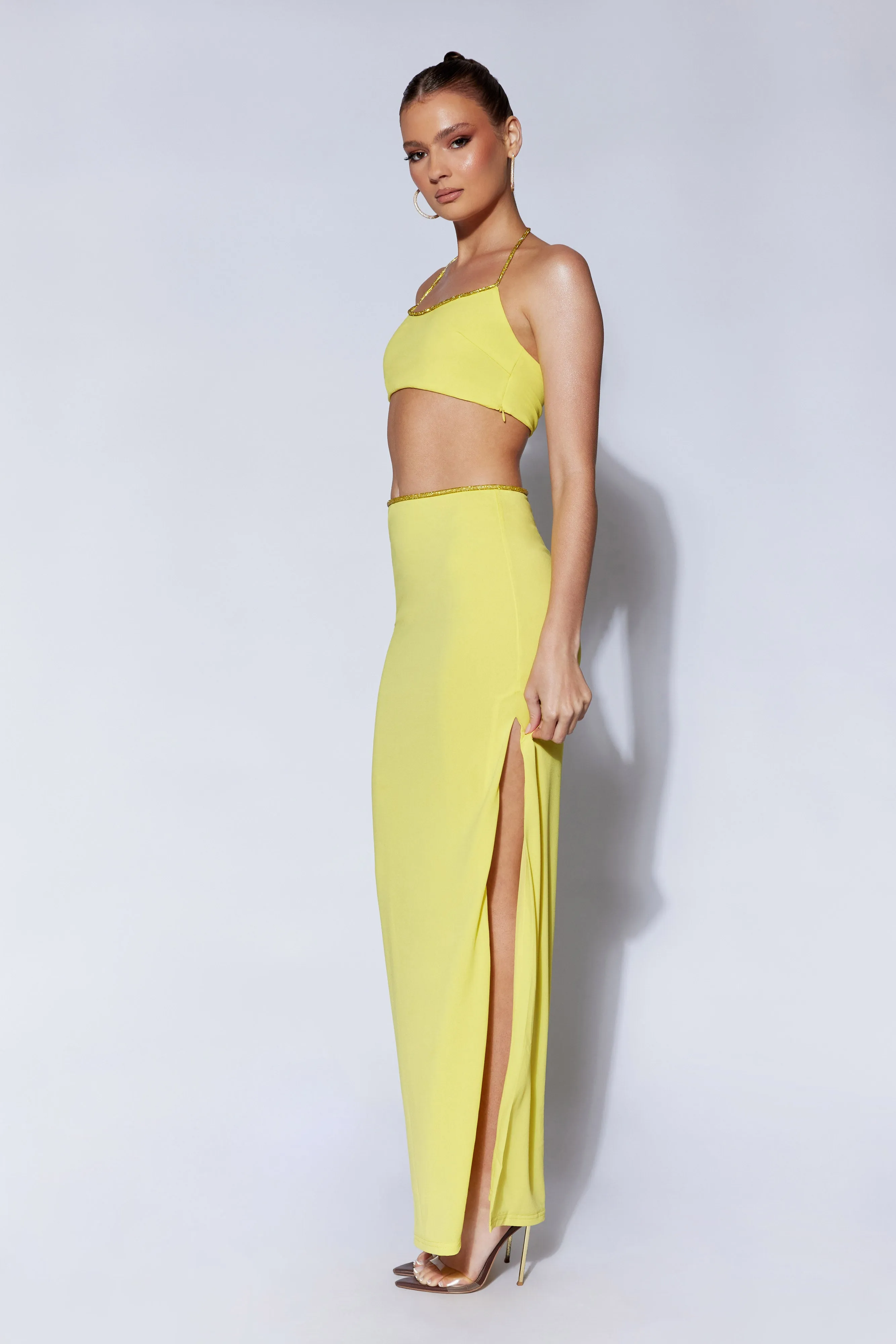 Arya Diamante Rope Halter Top - Chartreuse sold by Meshki product image thumbnail 4