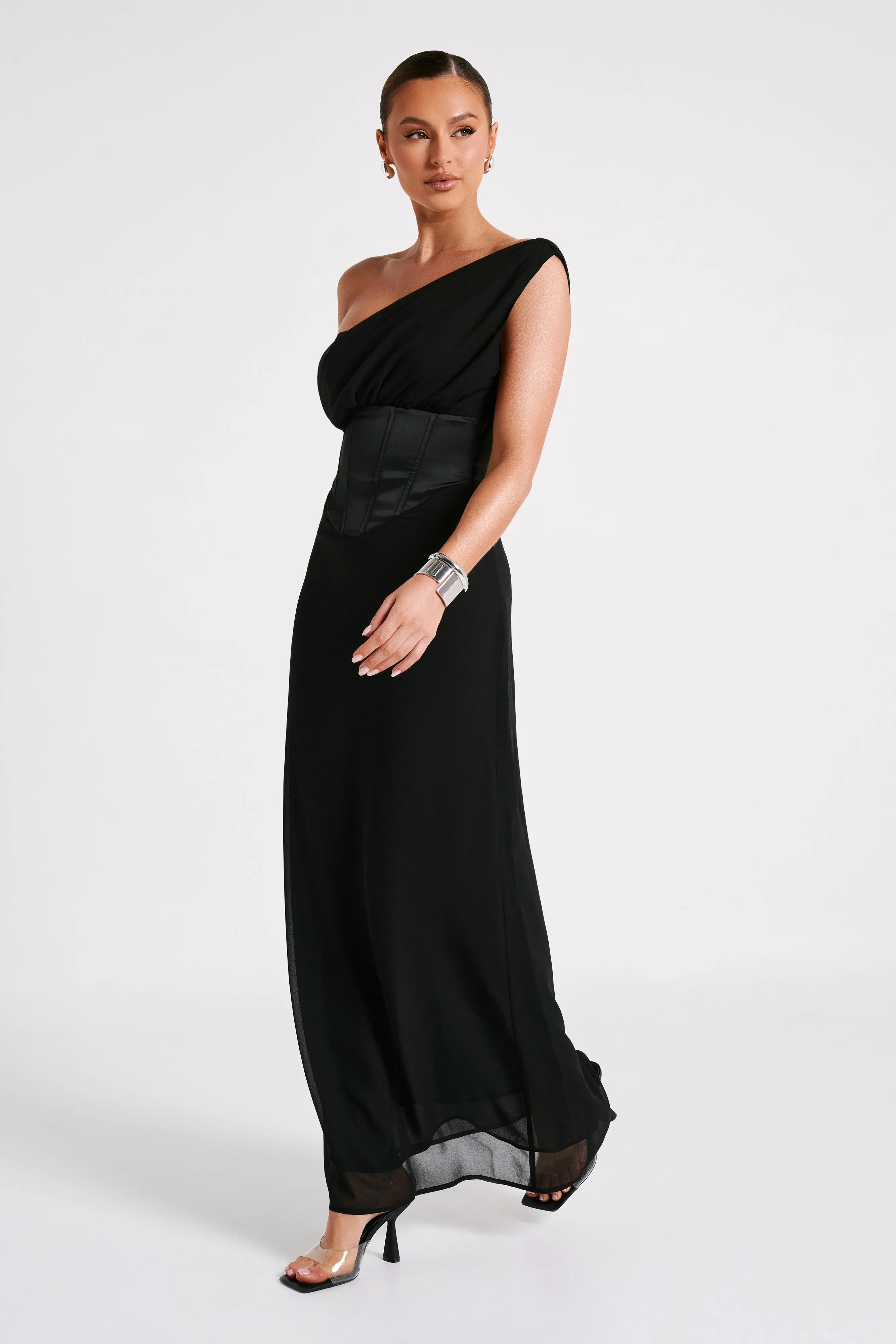 Courtney Chiffon Maxi Dress - Black sold by Meshki product image thumbnail 4