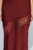 Chandra Lace Detail Satin Maxi Dress - Cherry Chocolate sold by Meshki