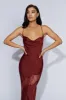 Chandra Lace Detail Satin Maxi Dress - Cherry Chocolate sold by Meshki