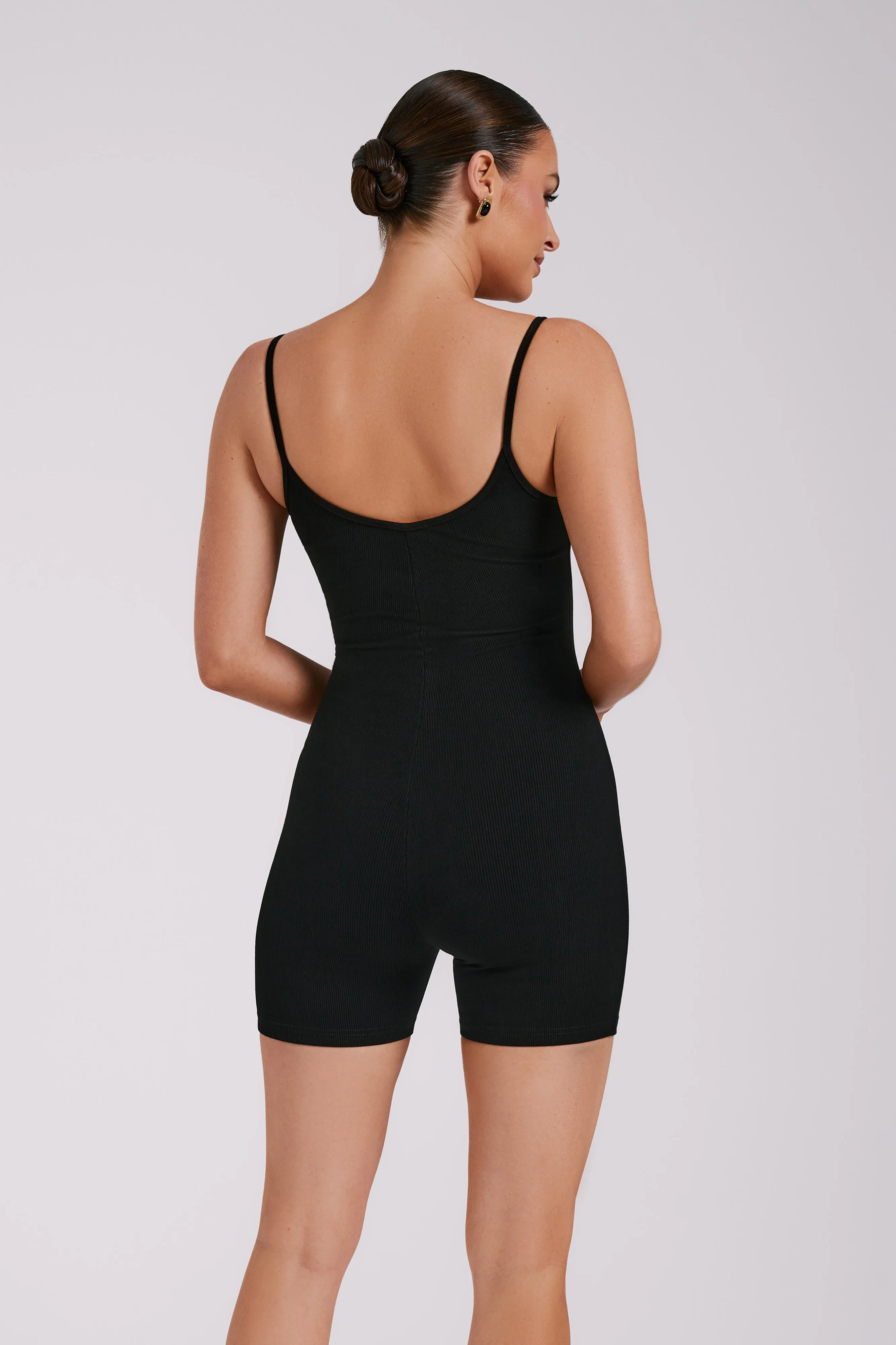Alexis Ribbed Cami Playsuit - Black sold by Meshki product image thumbnail 3