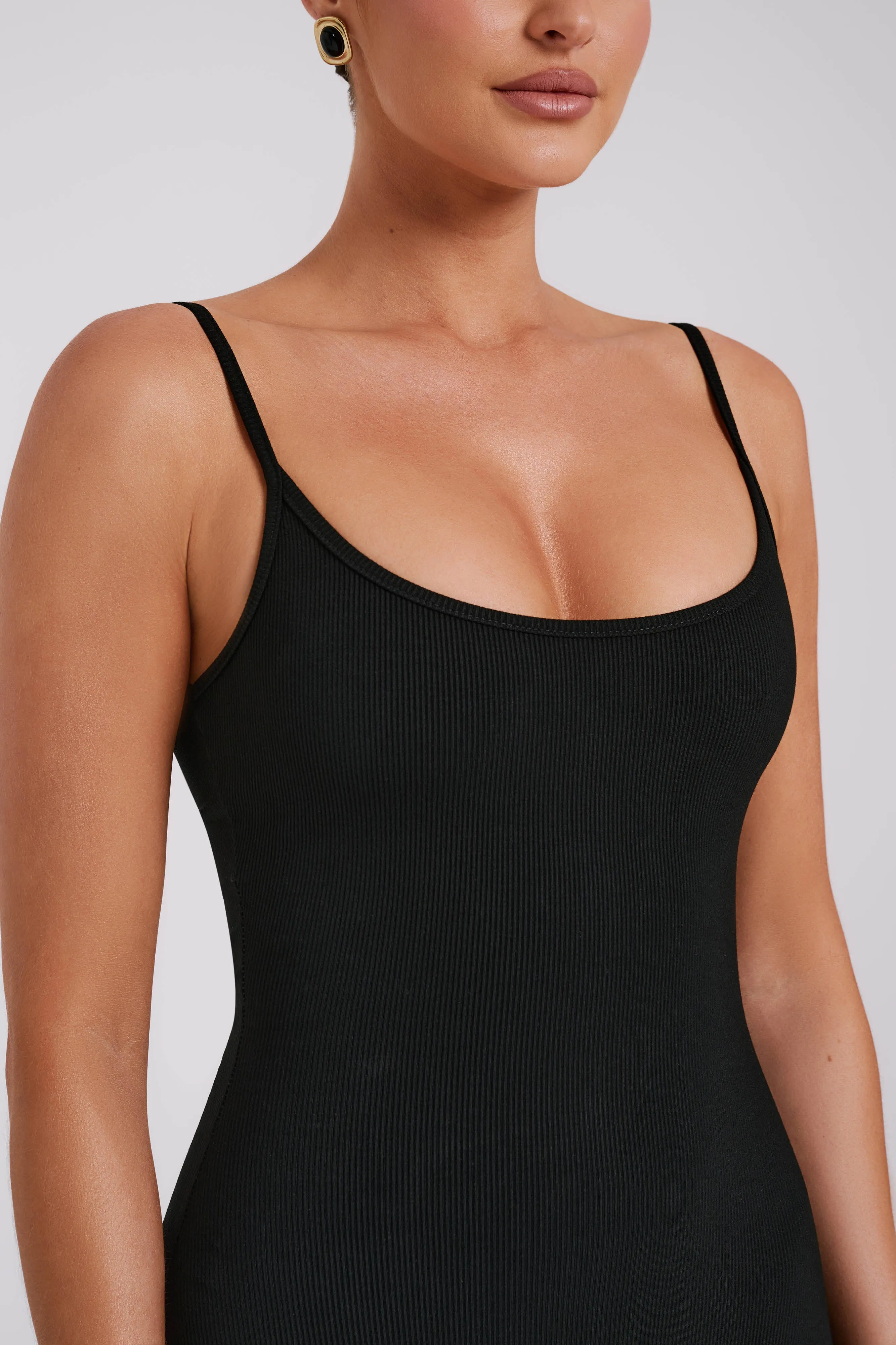 Alexis Ribbed Cami Playsuit - Black sold by Meshki product image thumbnail 2