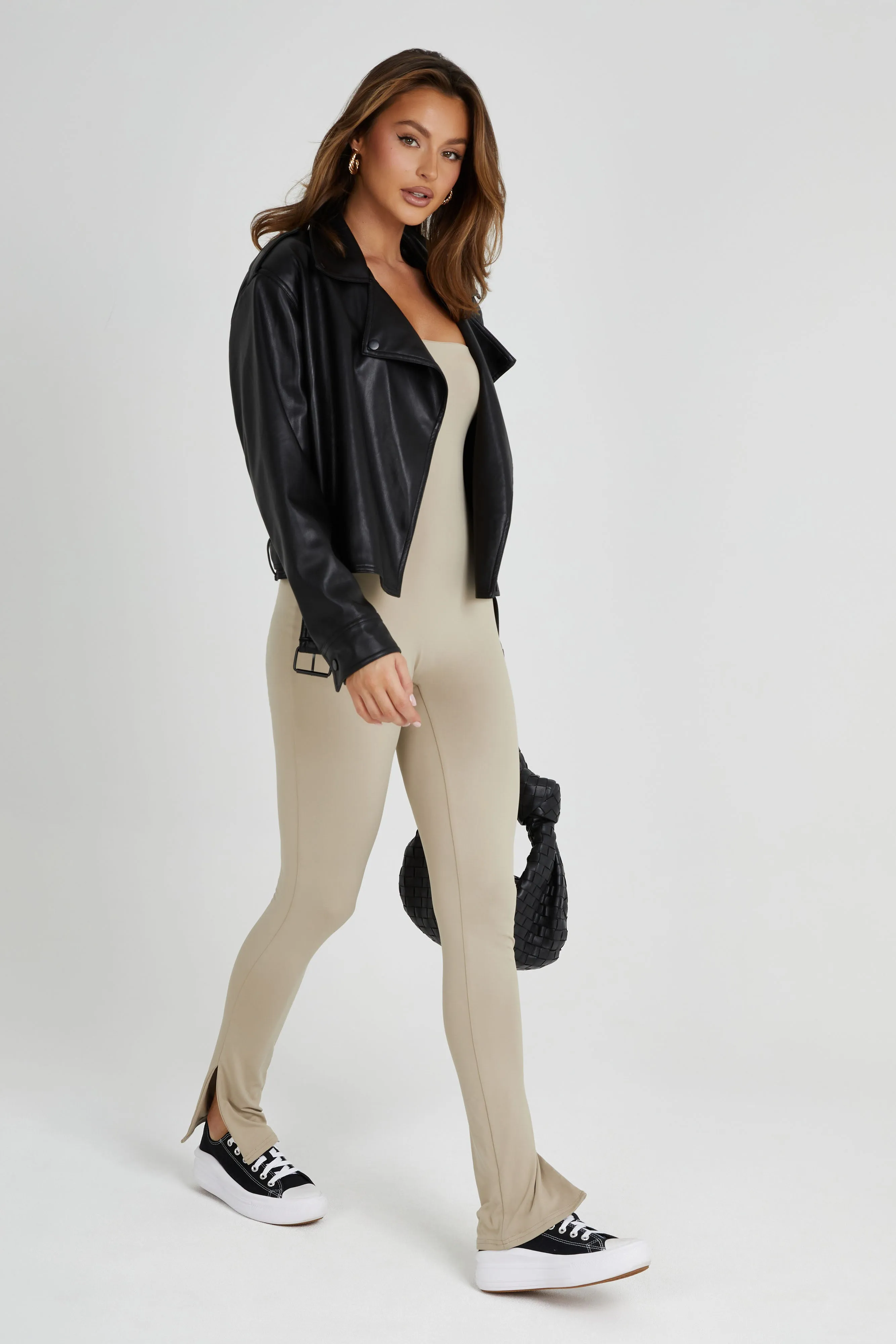 Peggy Strapless Jumpsuit - Taupe sold by Meshki product image thumbnail 4