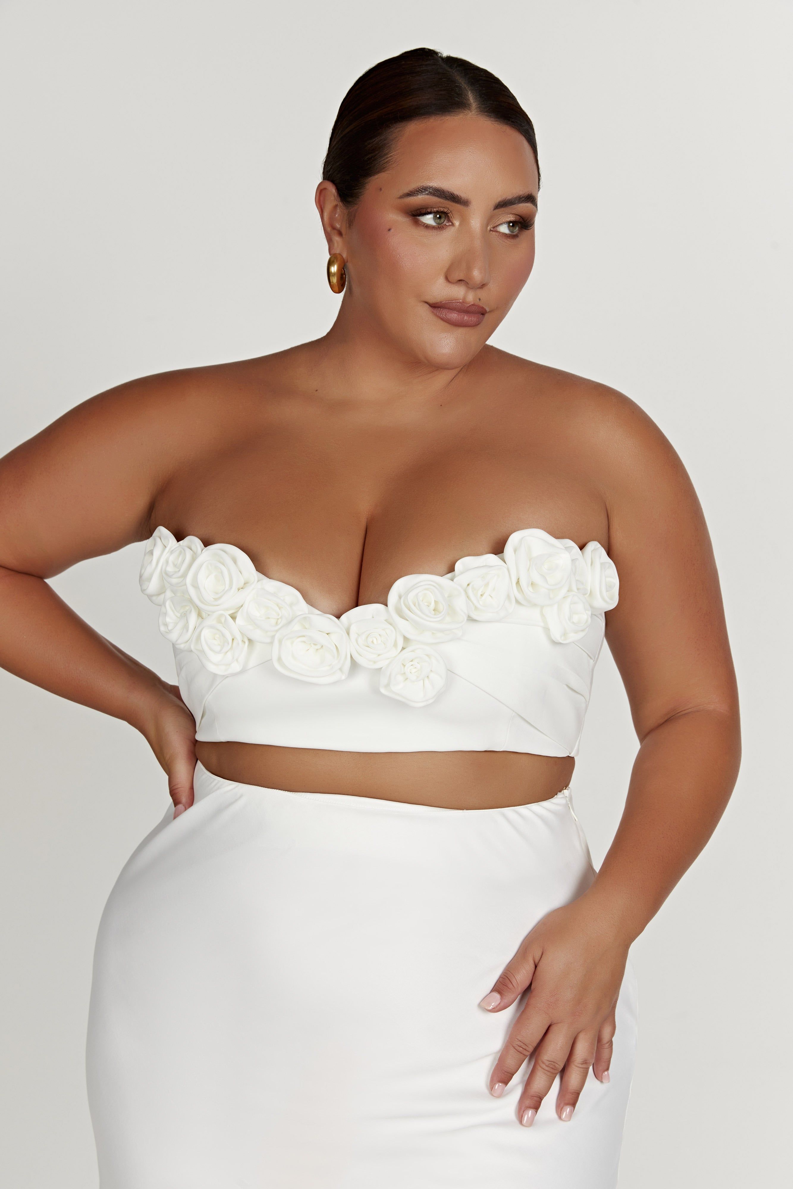 Paloma Rose Crop Top - White sold by Meshki product image thumbnail 4
