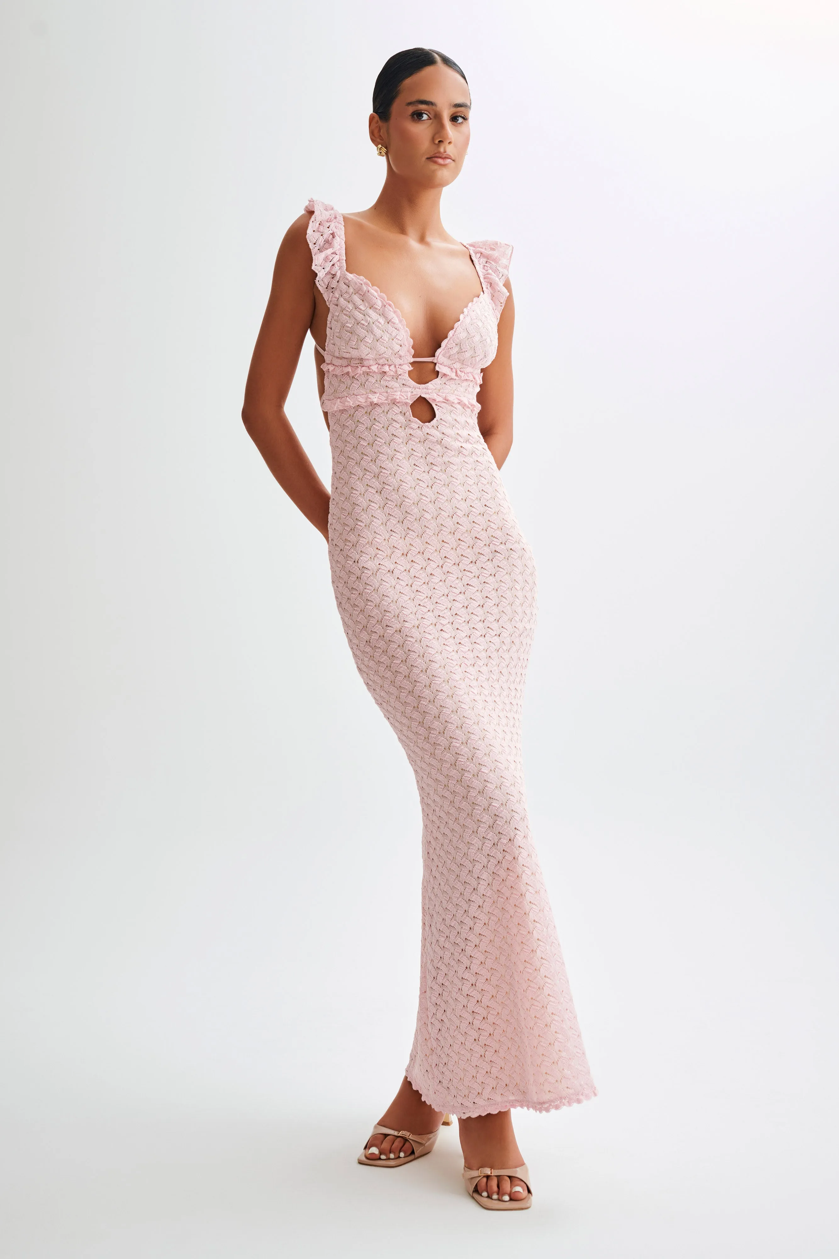 Ezra Lace Maxi Dress - Powder Pink sold by Meshki product image thumbnail 5
