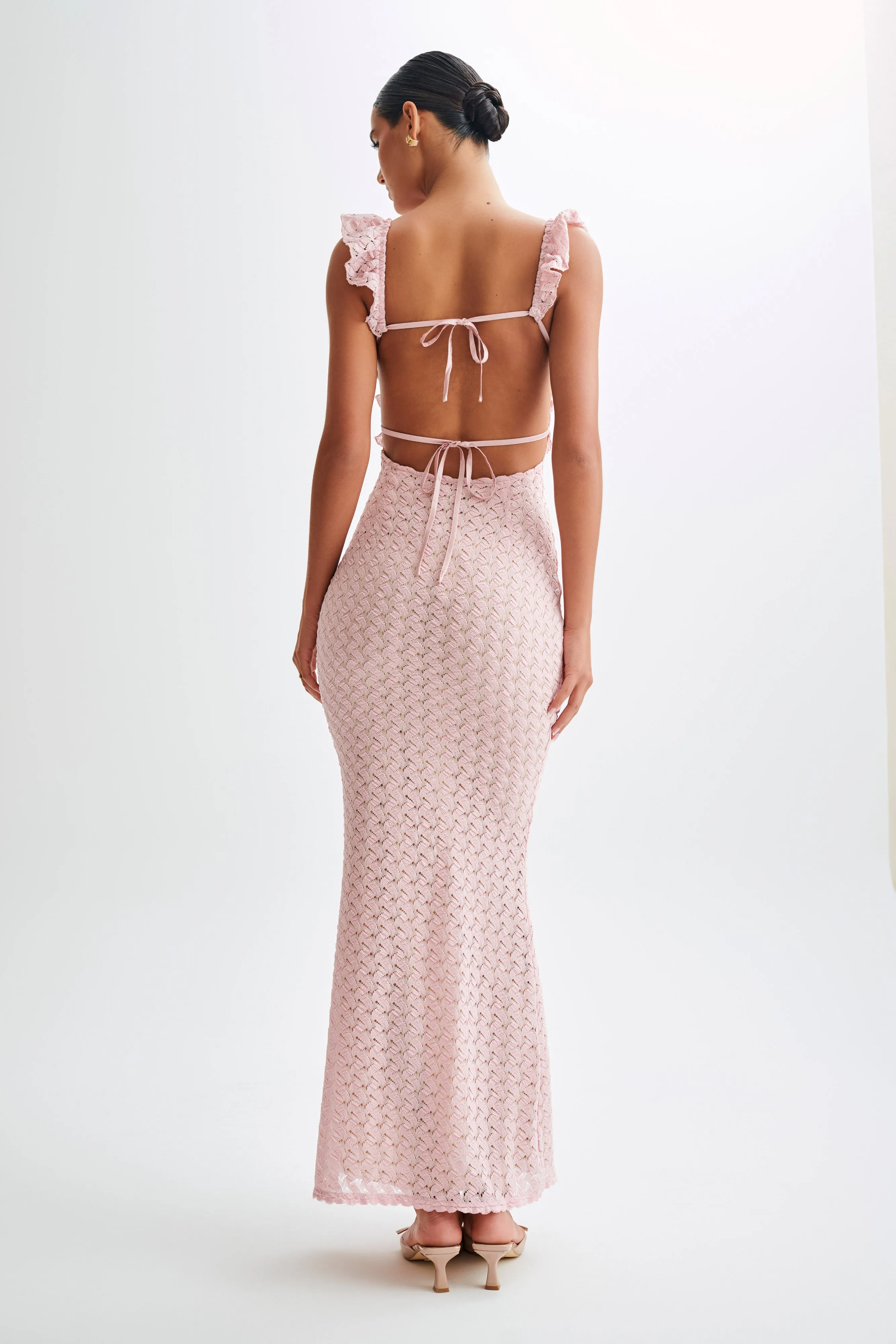 Ezra Lace Maxi Dress - Powder Pink sold by Meshki product image thumbnail 2