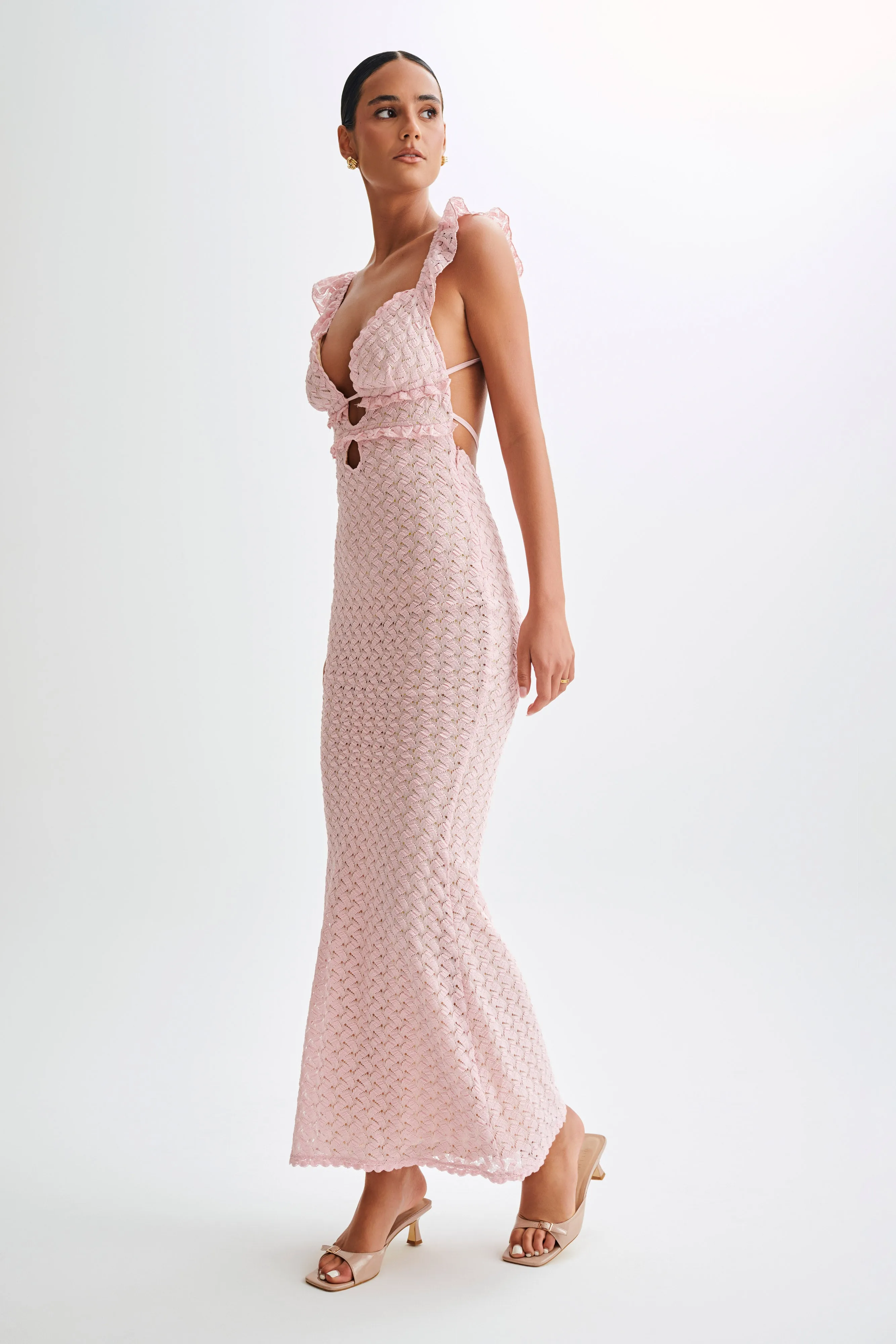 Ezra Lace Maxi Dress - Powder Pink sold by Meshki product image thumbnail 4