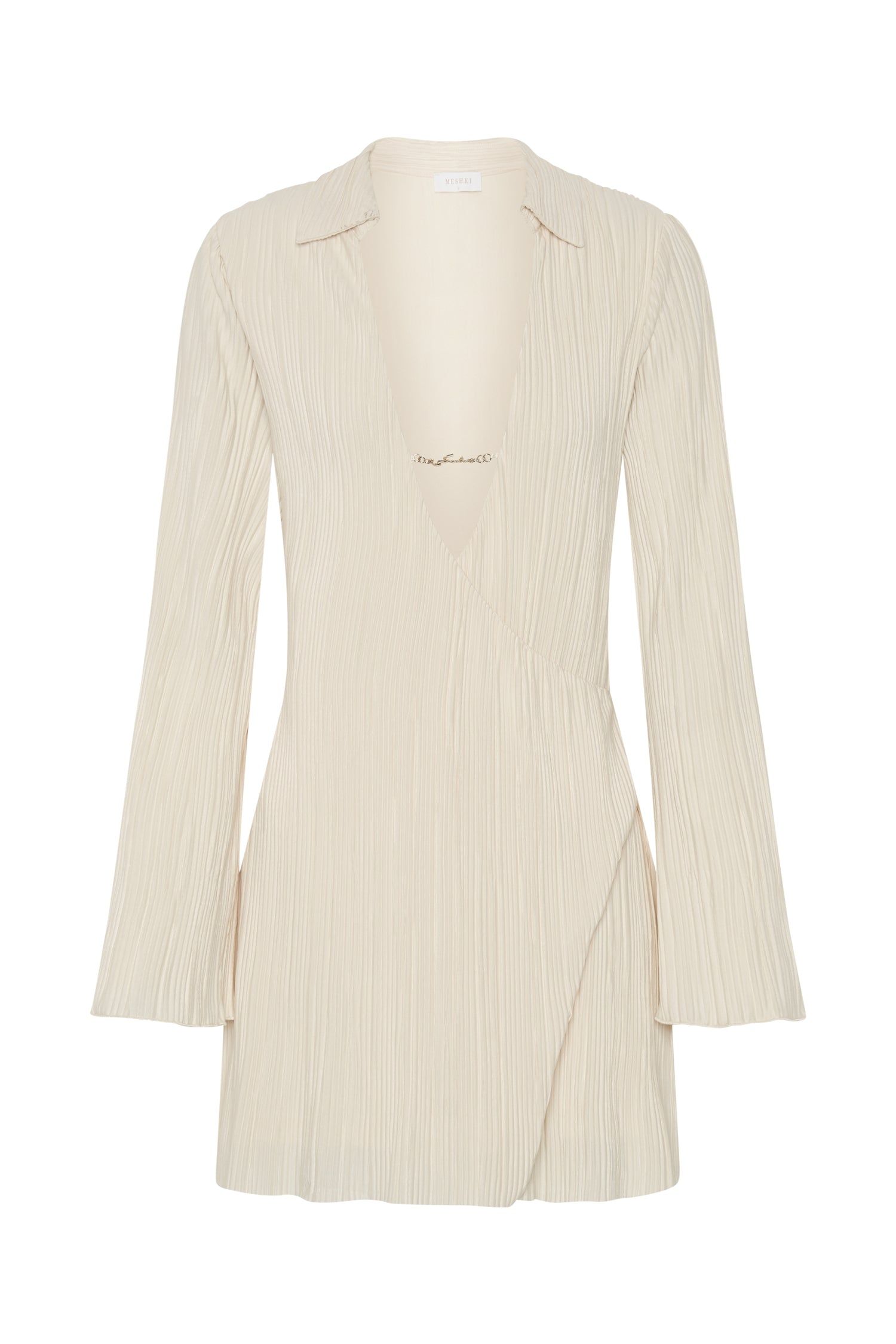 Azar Crinkle Mini Dress With Hardware - Wheat sold by Meshki product image thumbnail 9