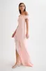 Audrey Off Shoulder Mesh Maxi Dress - Pale Pink sold by Meshki