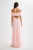Audrey Off Shoulder Mesh Maxi Dress - Pale Pink sold by Meshki