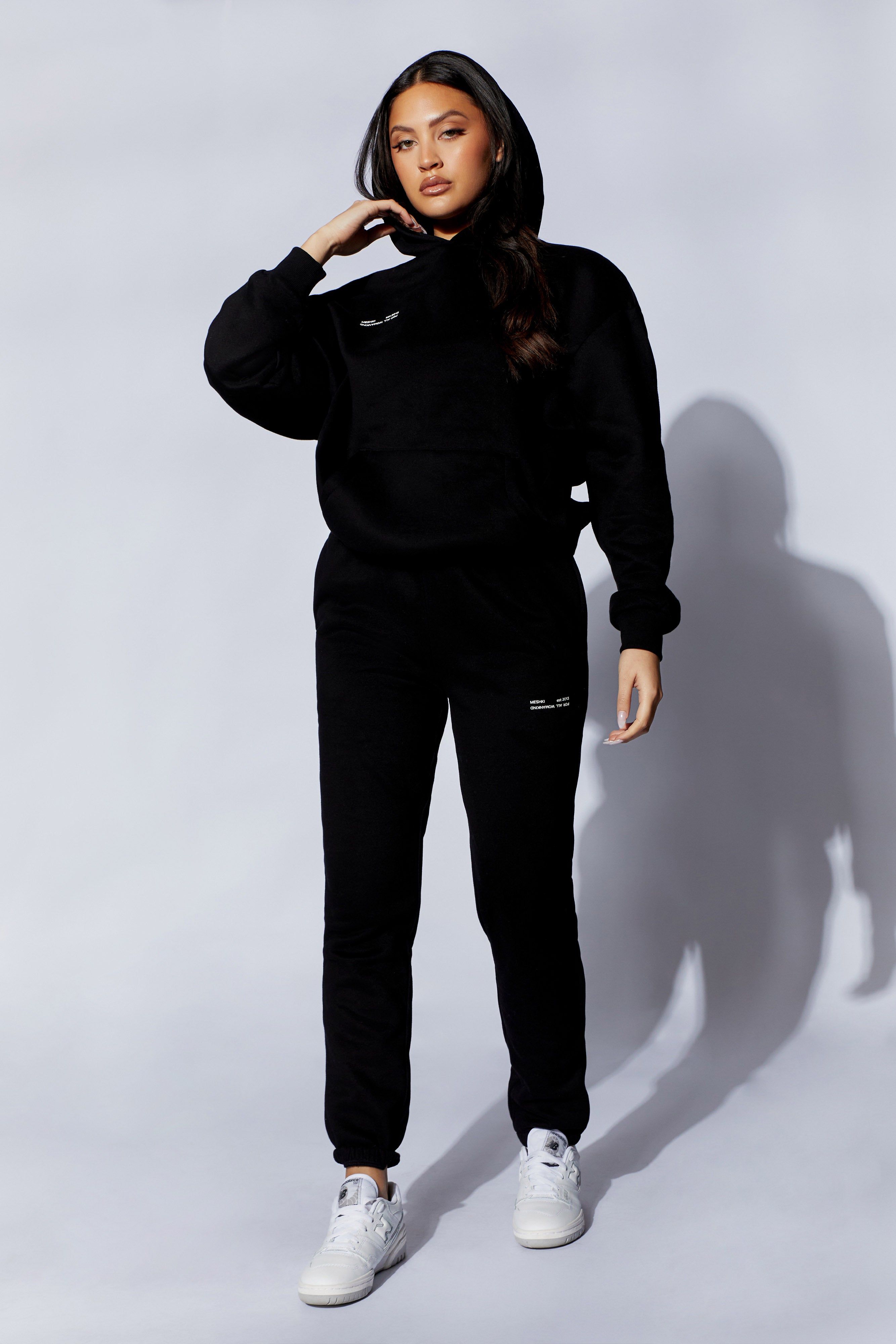 Camille Oversized Fleeceback Jogger - Black sold by Meshki product image thumbnail 6