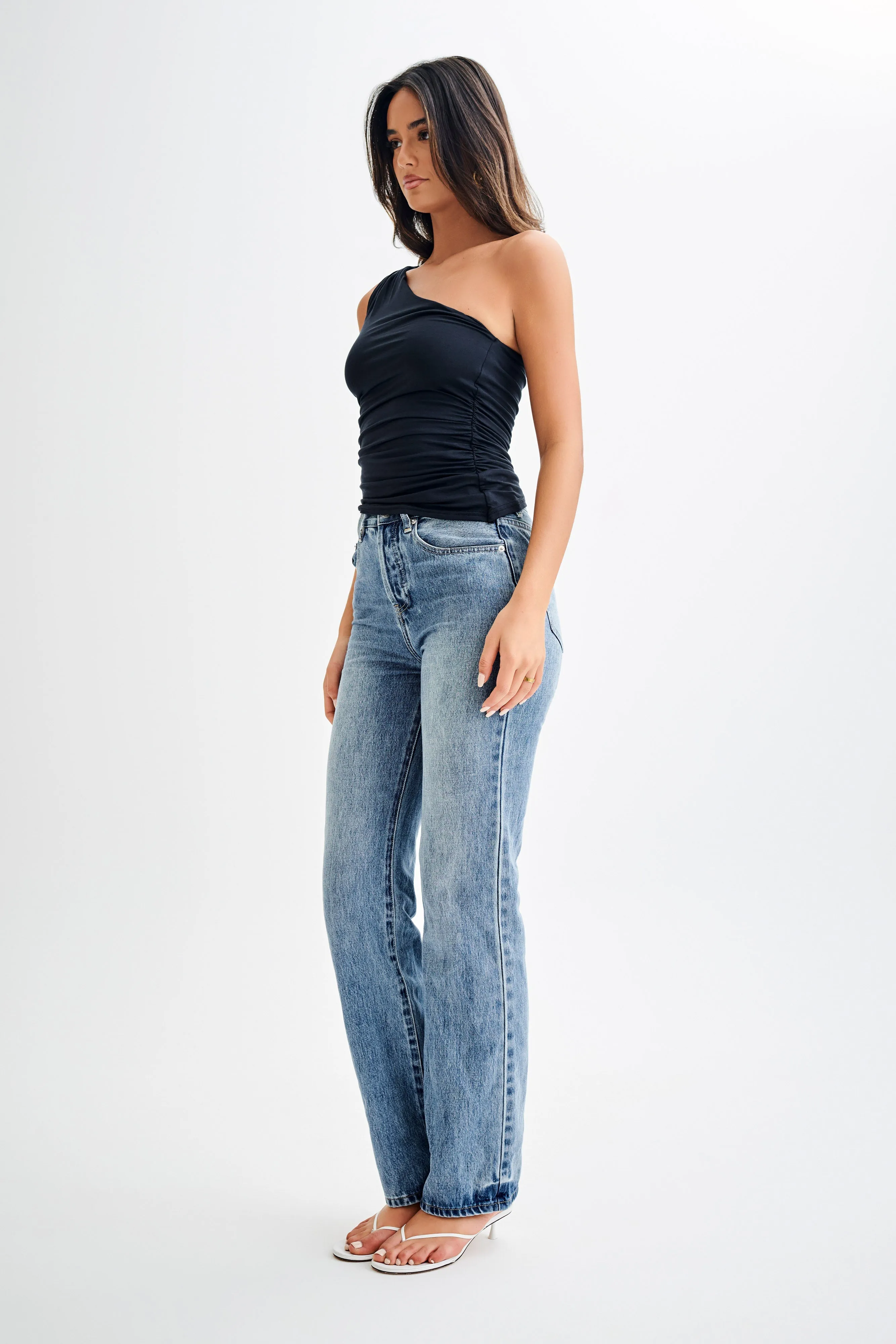 Sarah One Shoulder Modal Asymmetric Top - Black sold by Meshki product image thumbnail 5